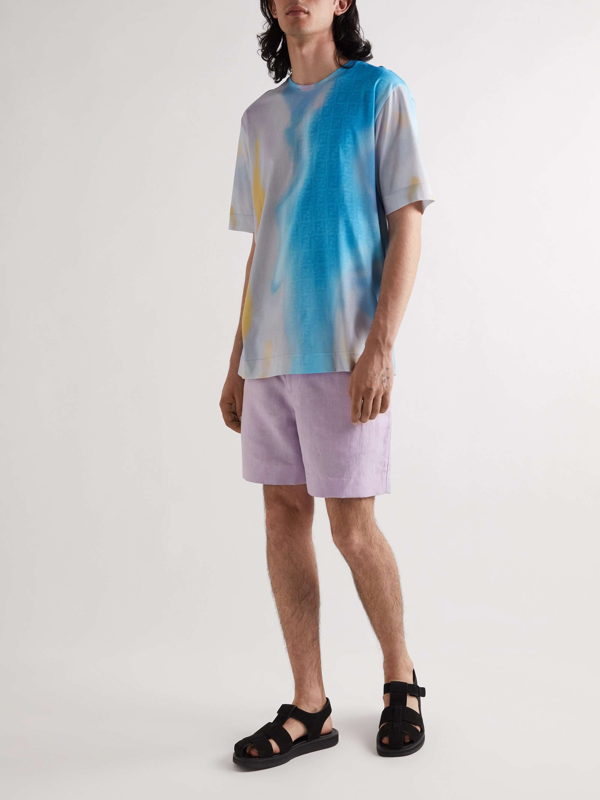 FENDI Straight-Leg Linen, Lyocell and Cotton-Blend Bermuda Shorts