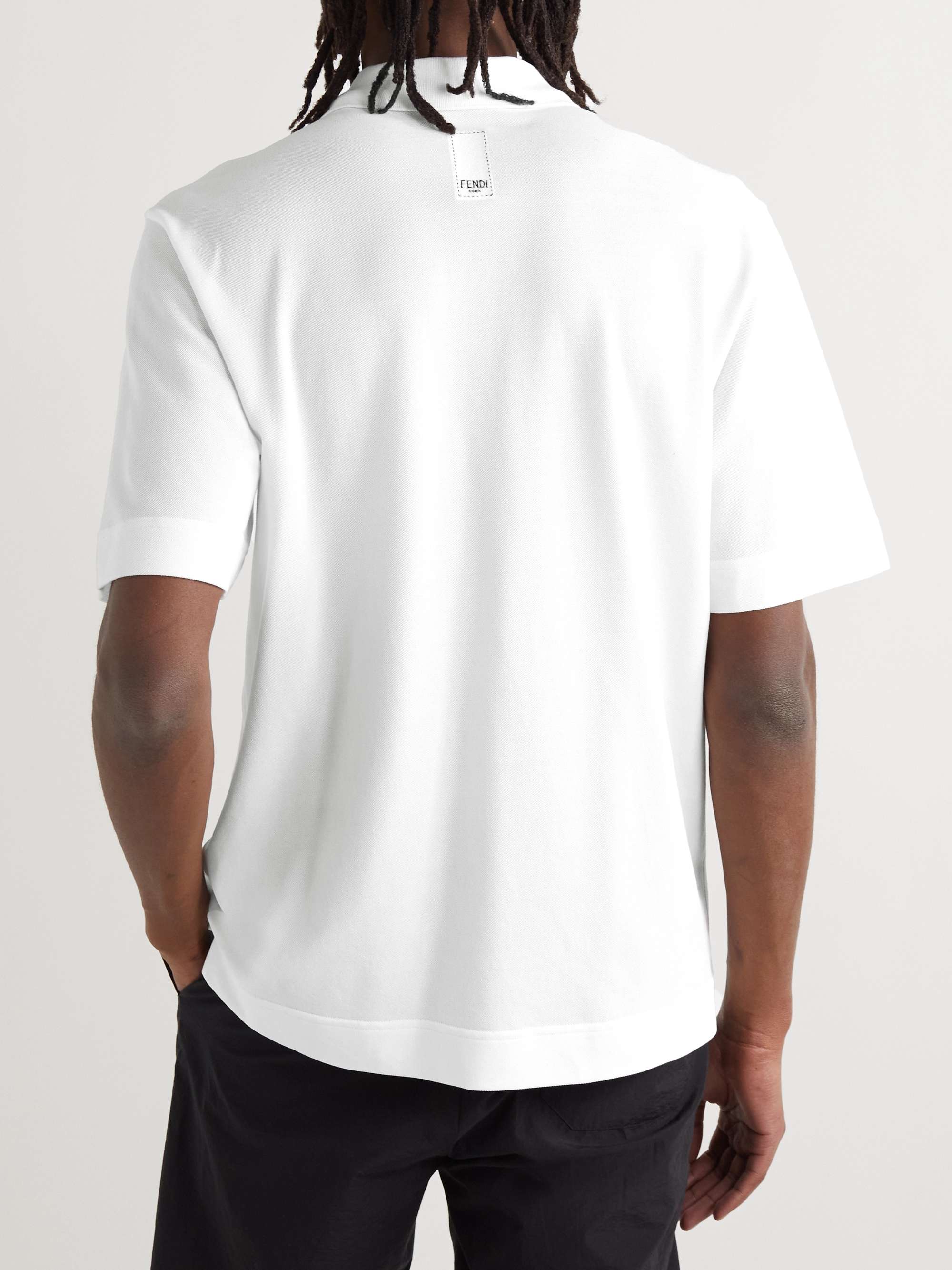 FENDI Log-Appliquéd Cotton-Piqué Polo Shirt