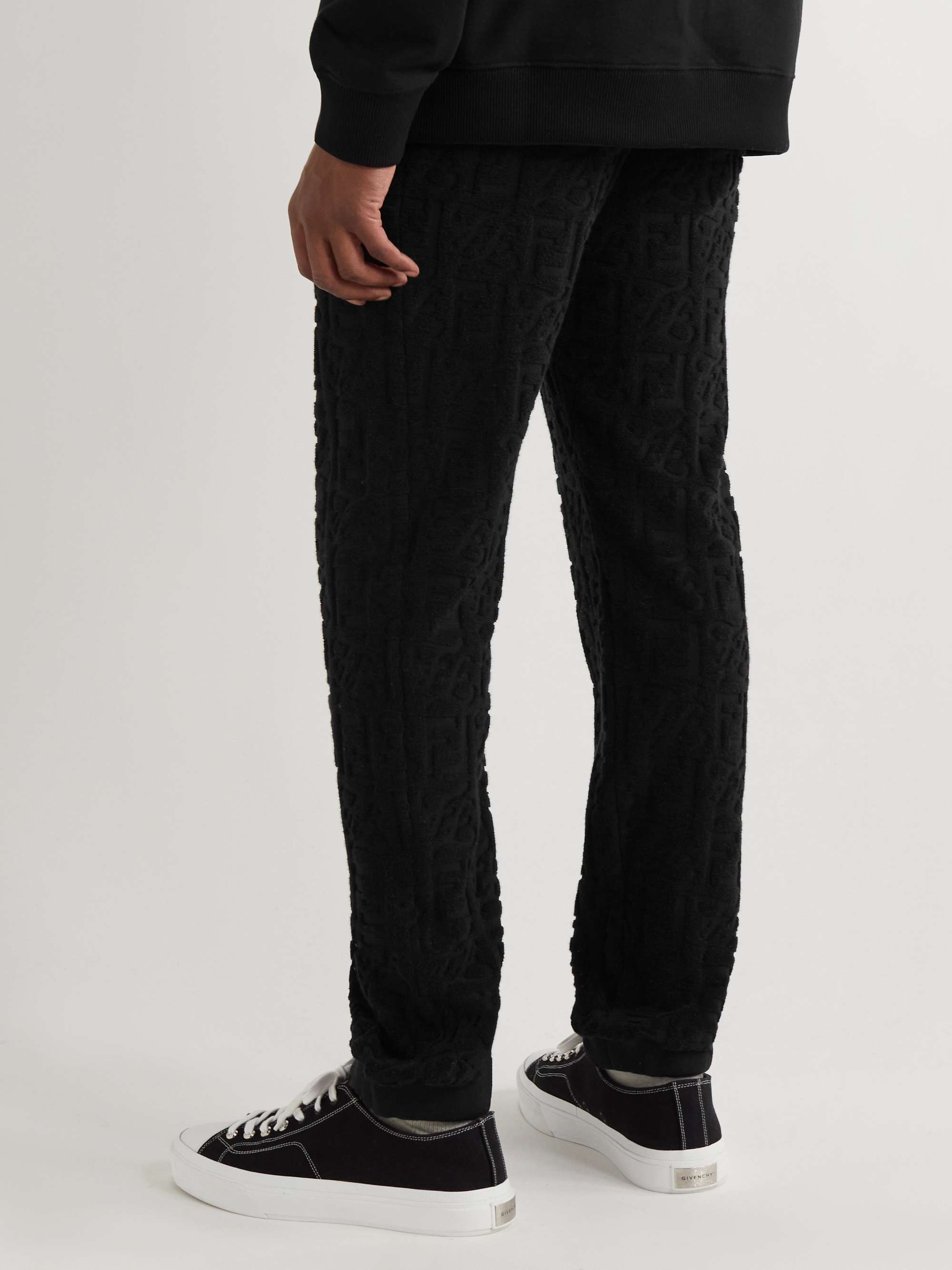 FENDI Tapered Logo-Jacquard Cotton-Blend Jersey Sweatpants