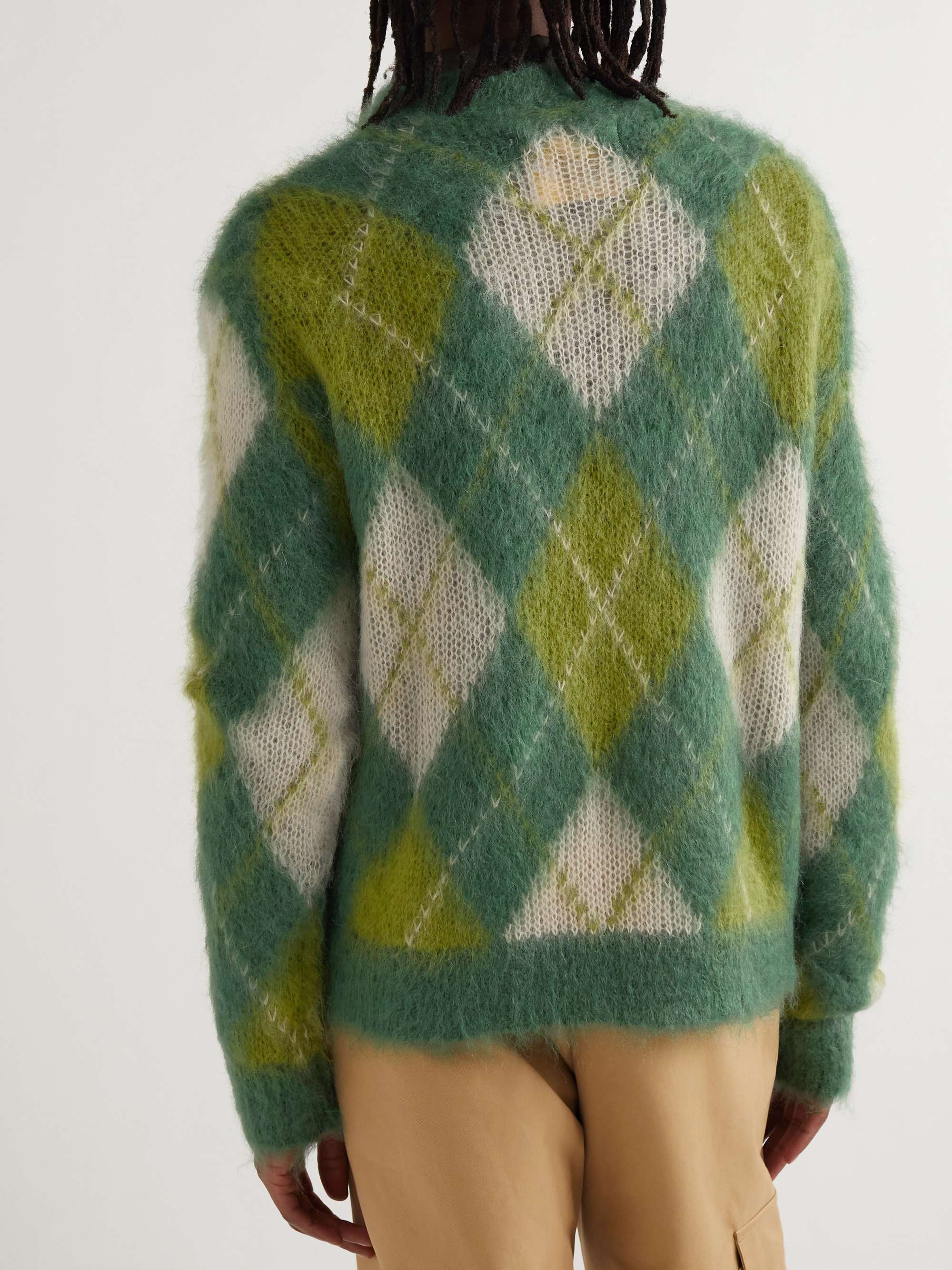 MARNI Argyle Mohair-Blend Sweater
