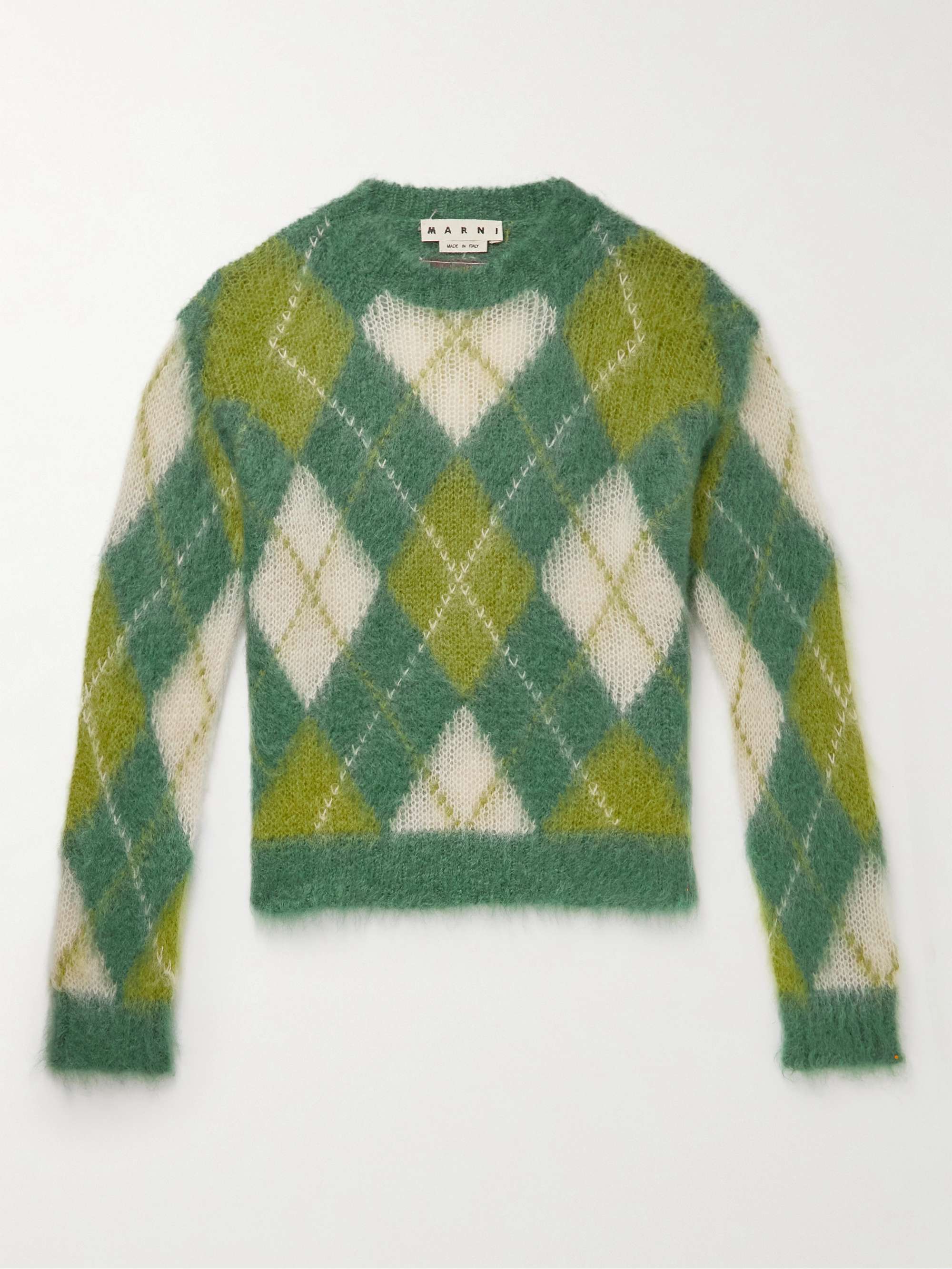 MARNI Argyle Mohair-Blend Sweater