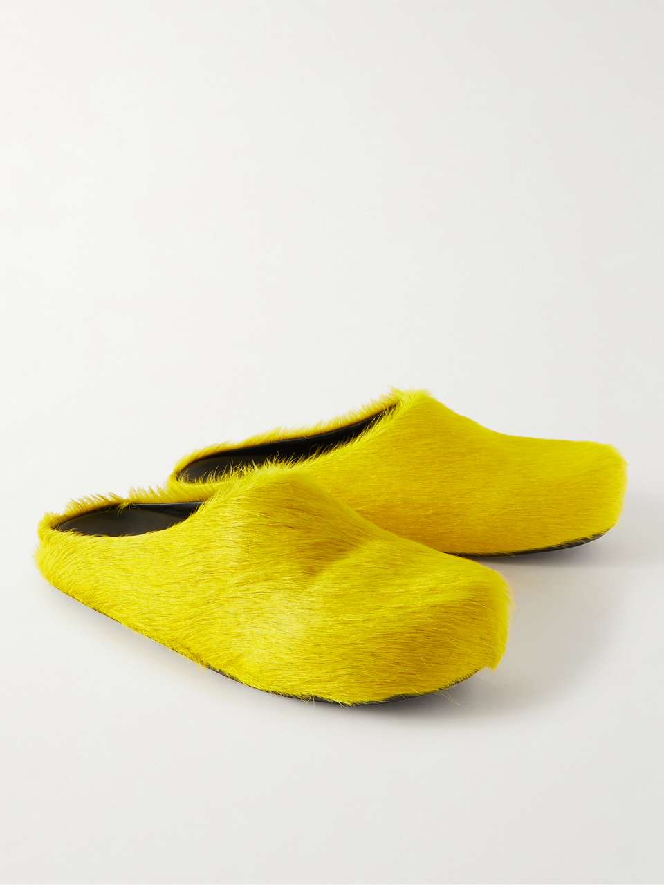 Bright yellow Fussbett Calf Hair Slippers | MARNI | MR PORTER