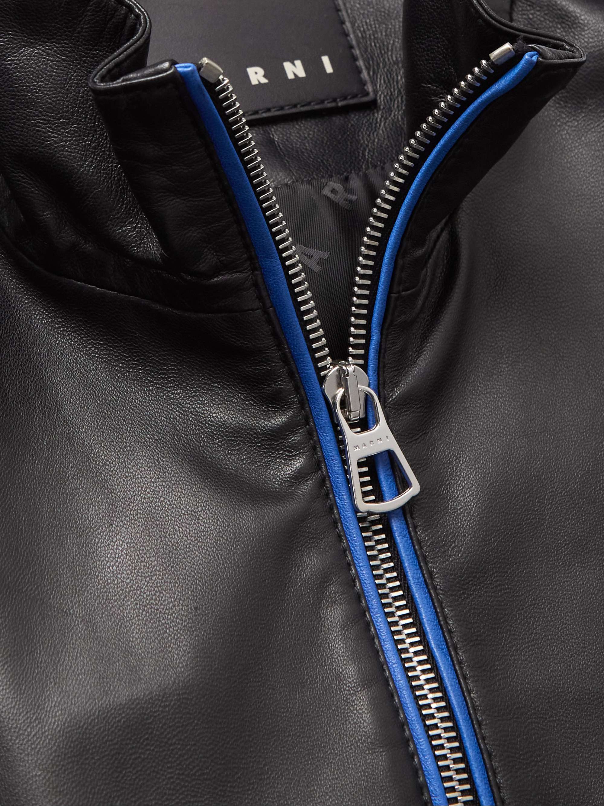 MARNI Panelled Striped Leather Jacket