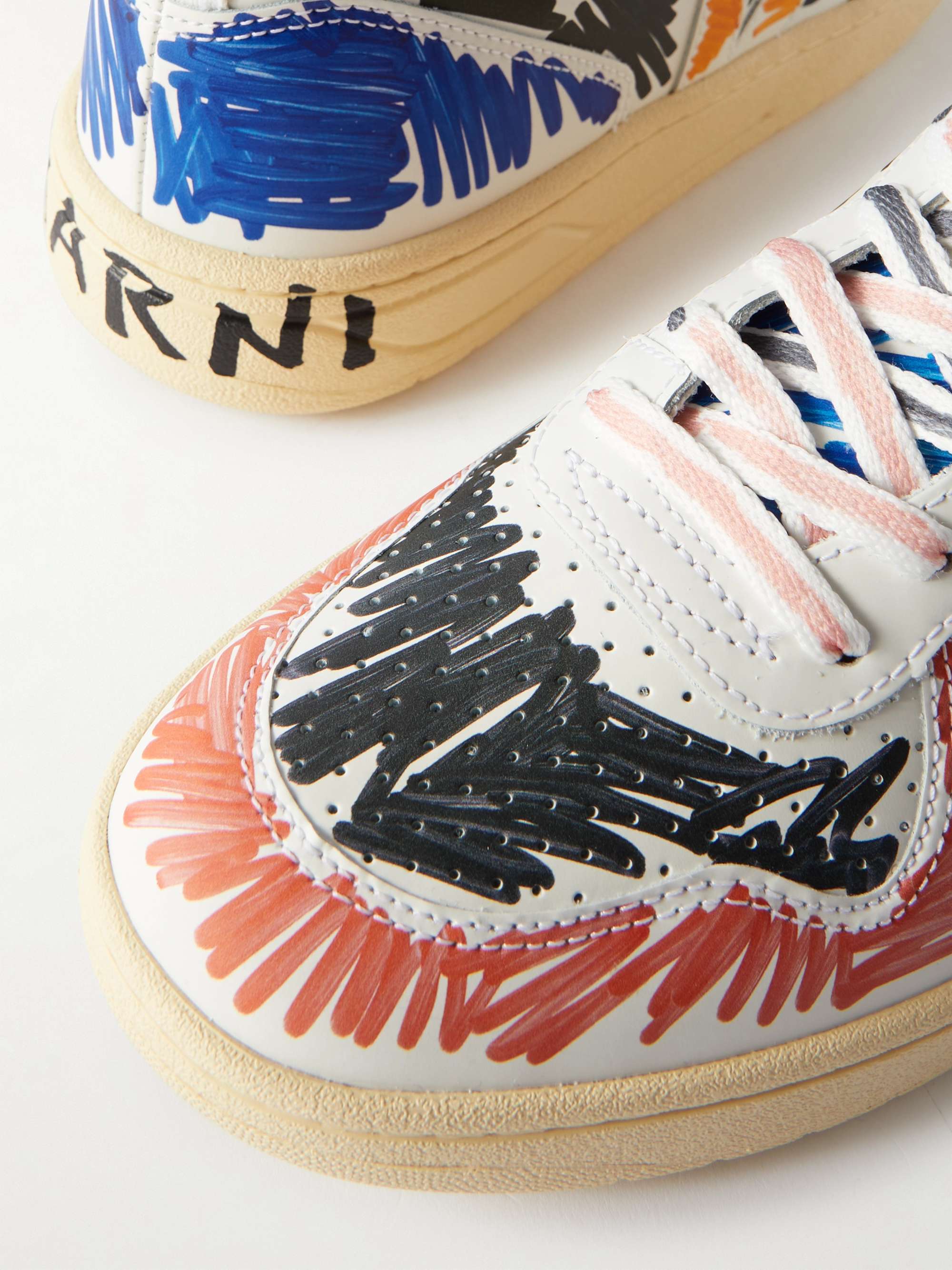 MARNI + Veja V15 Printed Leather High-Top Sneakers