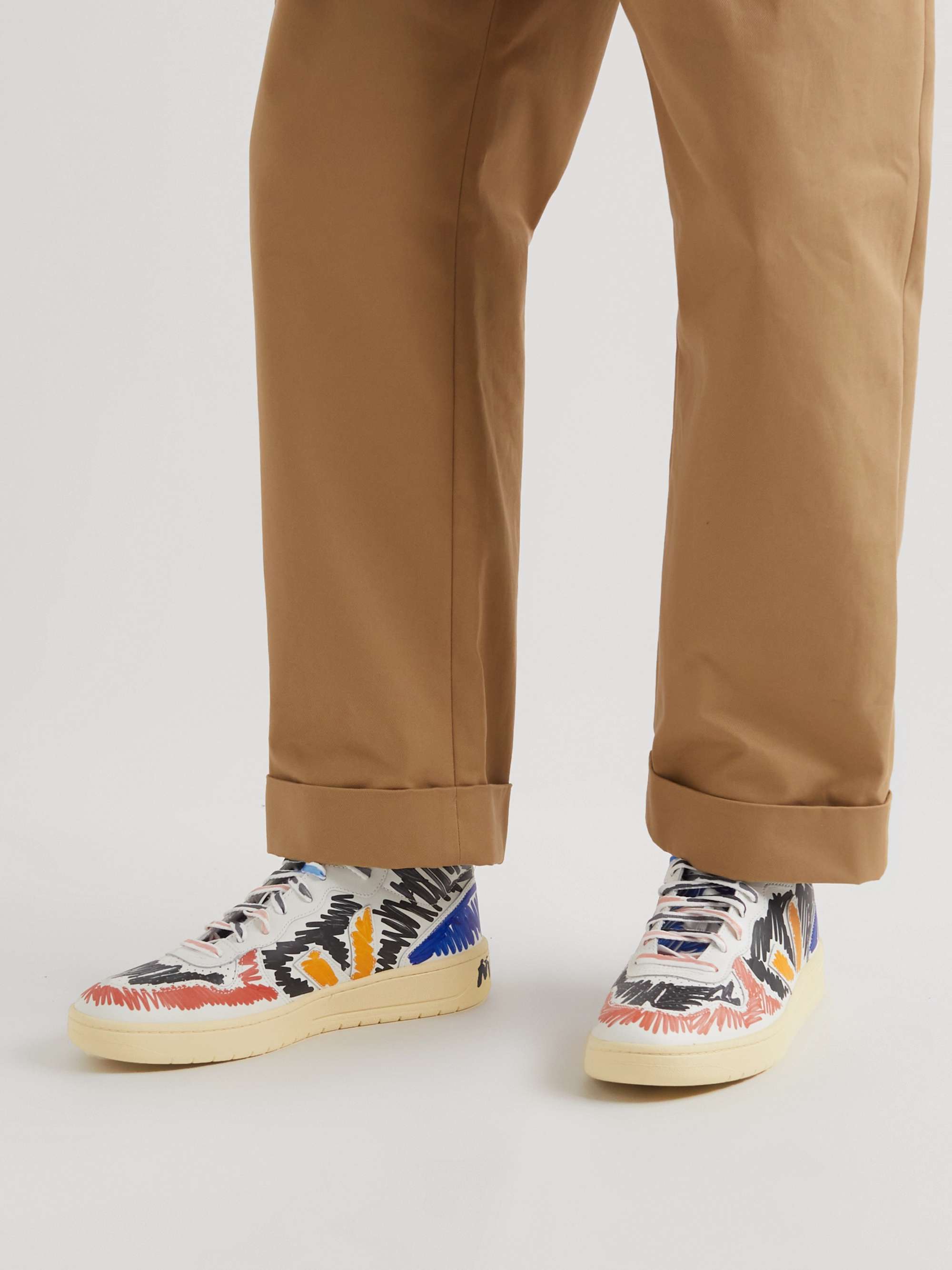 MARNI + Veja V15 Printed Leather High-Top Sneakers