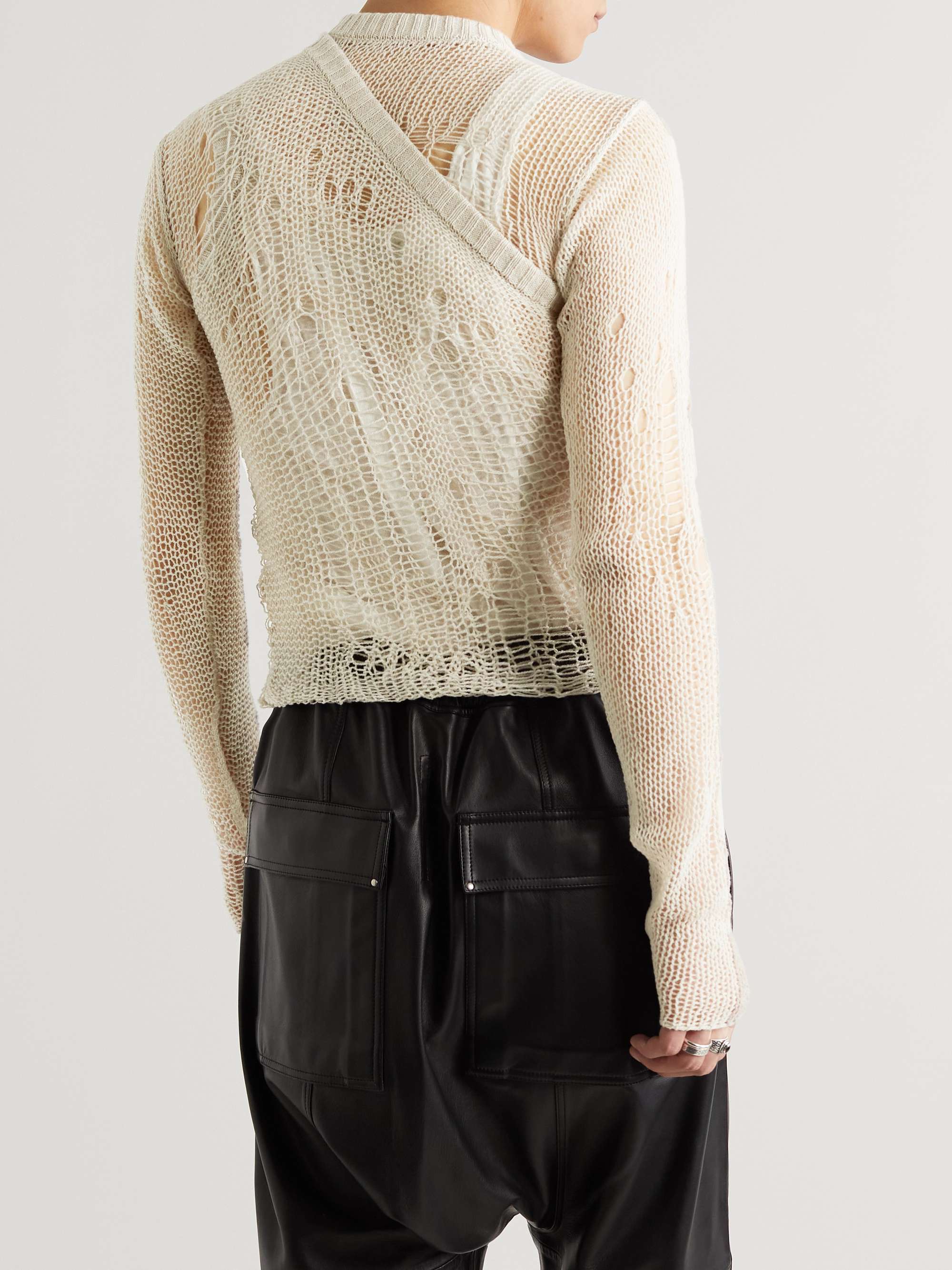 RICK OWENS Distressed Open-Knit Cashmere and Wool-Blend Sweater