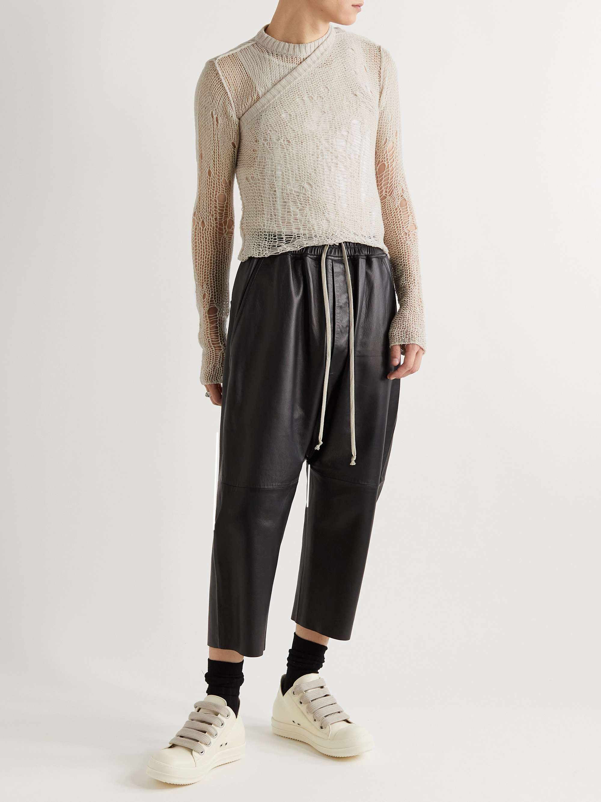 RICK OWENS Distressed Open-Knit Cashmere and Wool-Blend Sweater