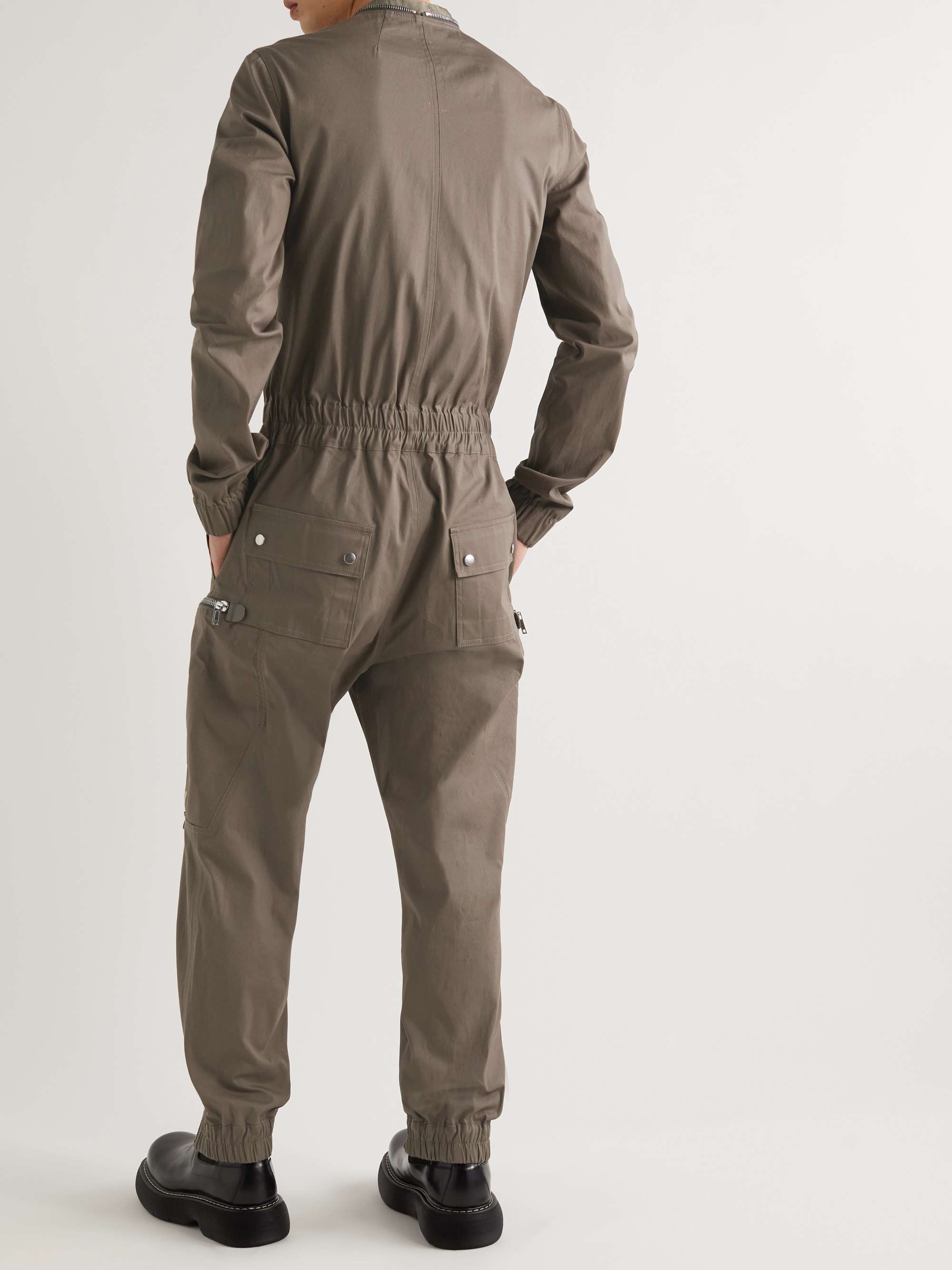 RICK OWENS Bauhaus Larry Tapered Organic Cotton-Blend Poplin Jumpsuit