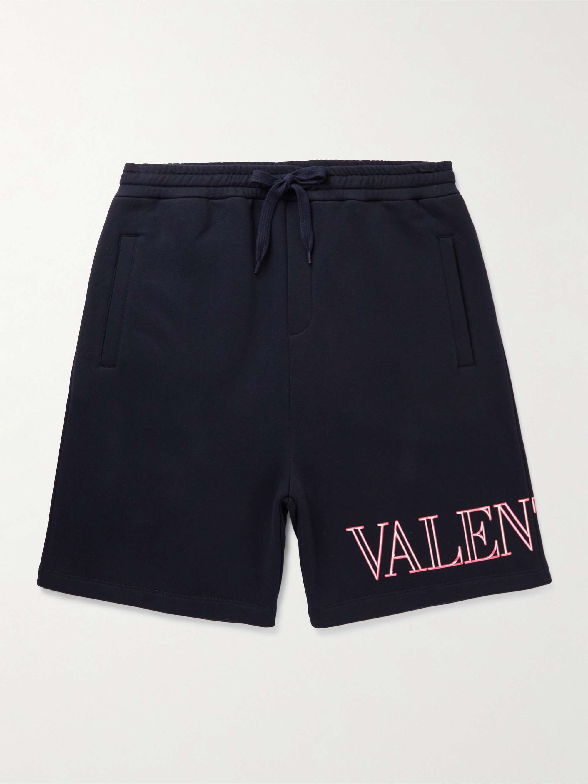 VALENTINO Straight-Leg Logo-Print Cotton-Jersey Drawstring Shorts