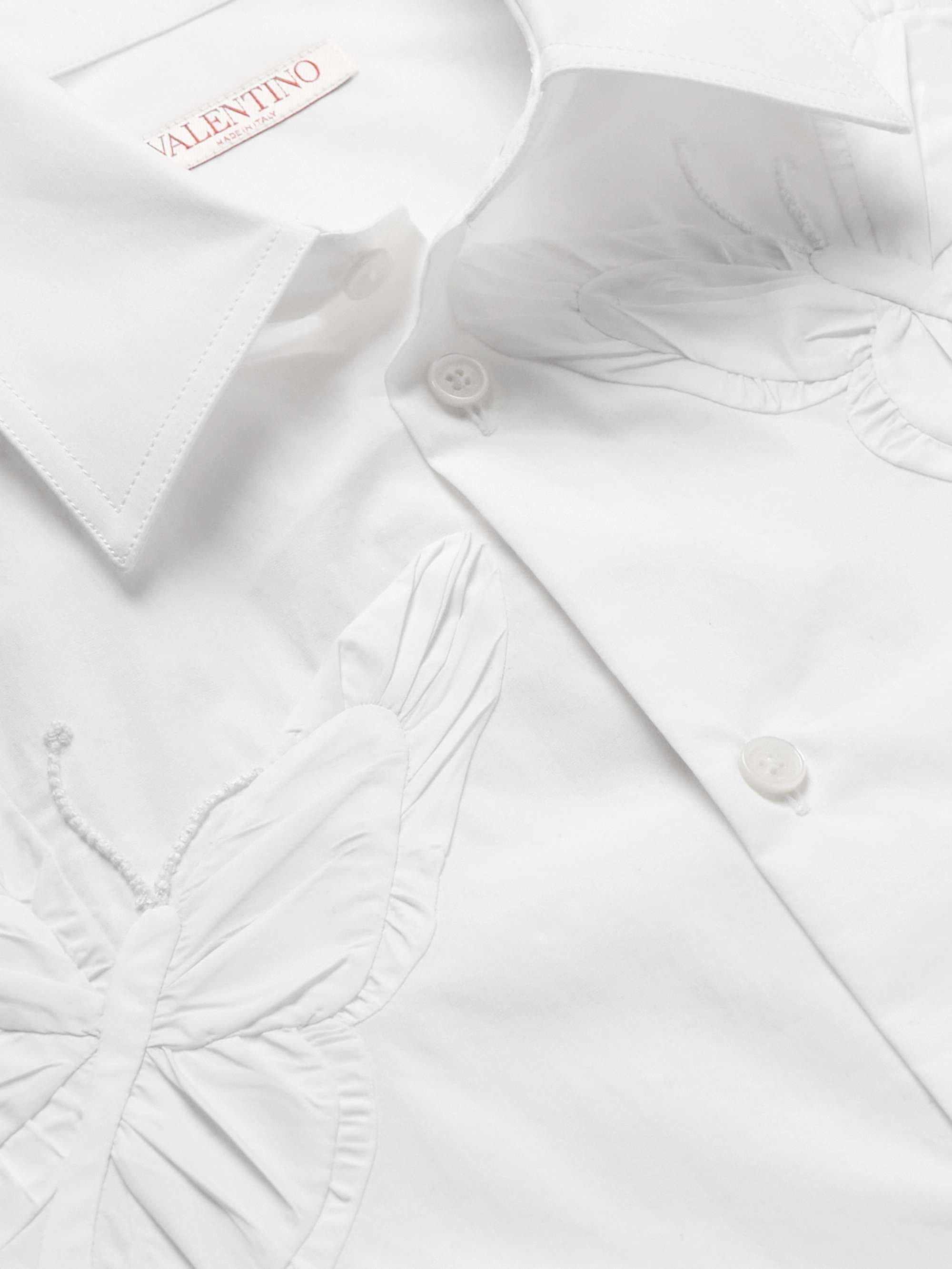 VALENTINO Appliquéd Cotton-Poplin Shirt