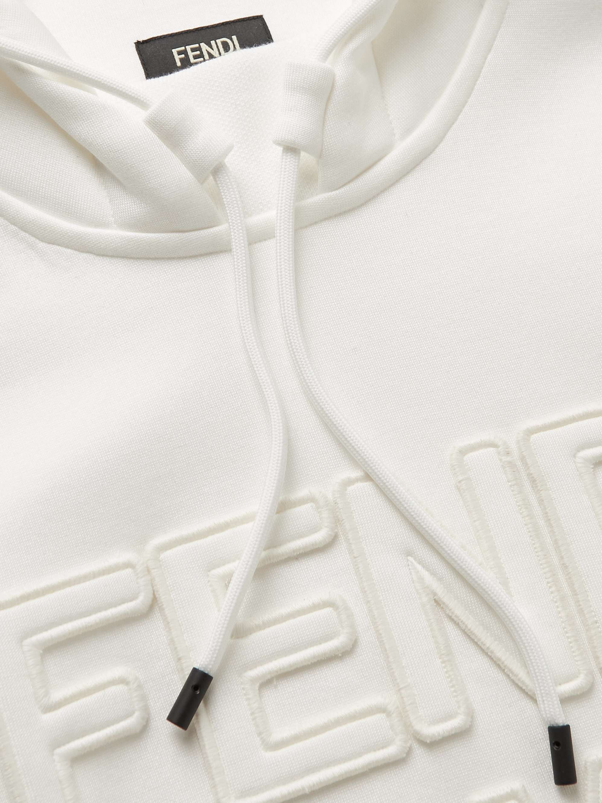 FENDI Logo-Appliquéd Cotton-Blend Jersey Hoodie