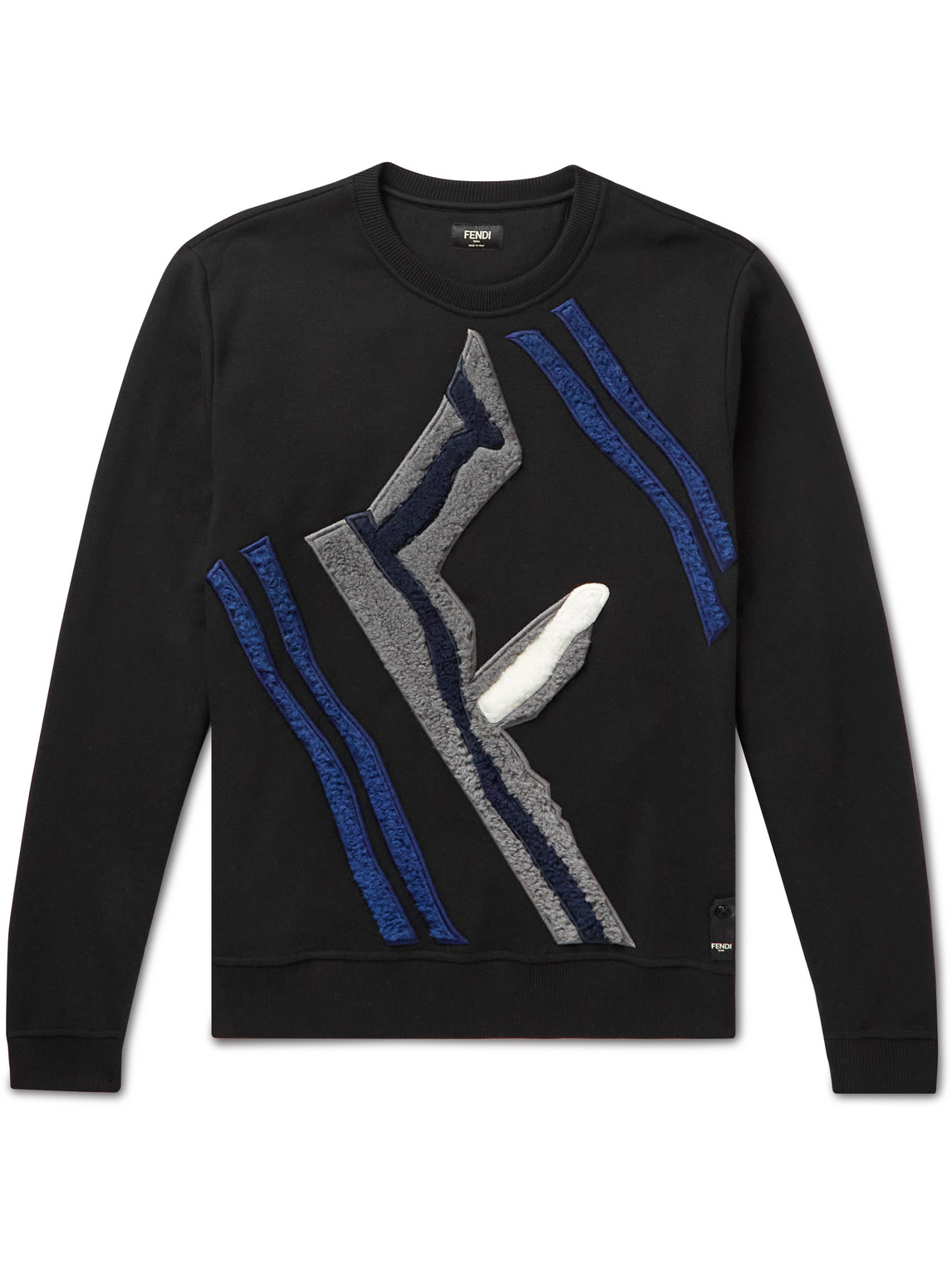 FF Teddy Logo-Embroidered Fleece-Trimmed Cotton-Jersey Sweatshirt
