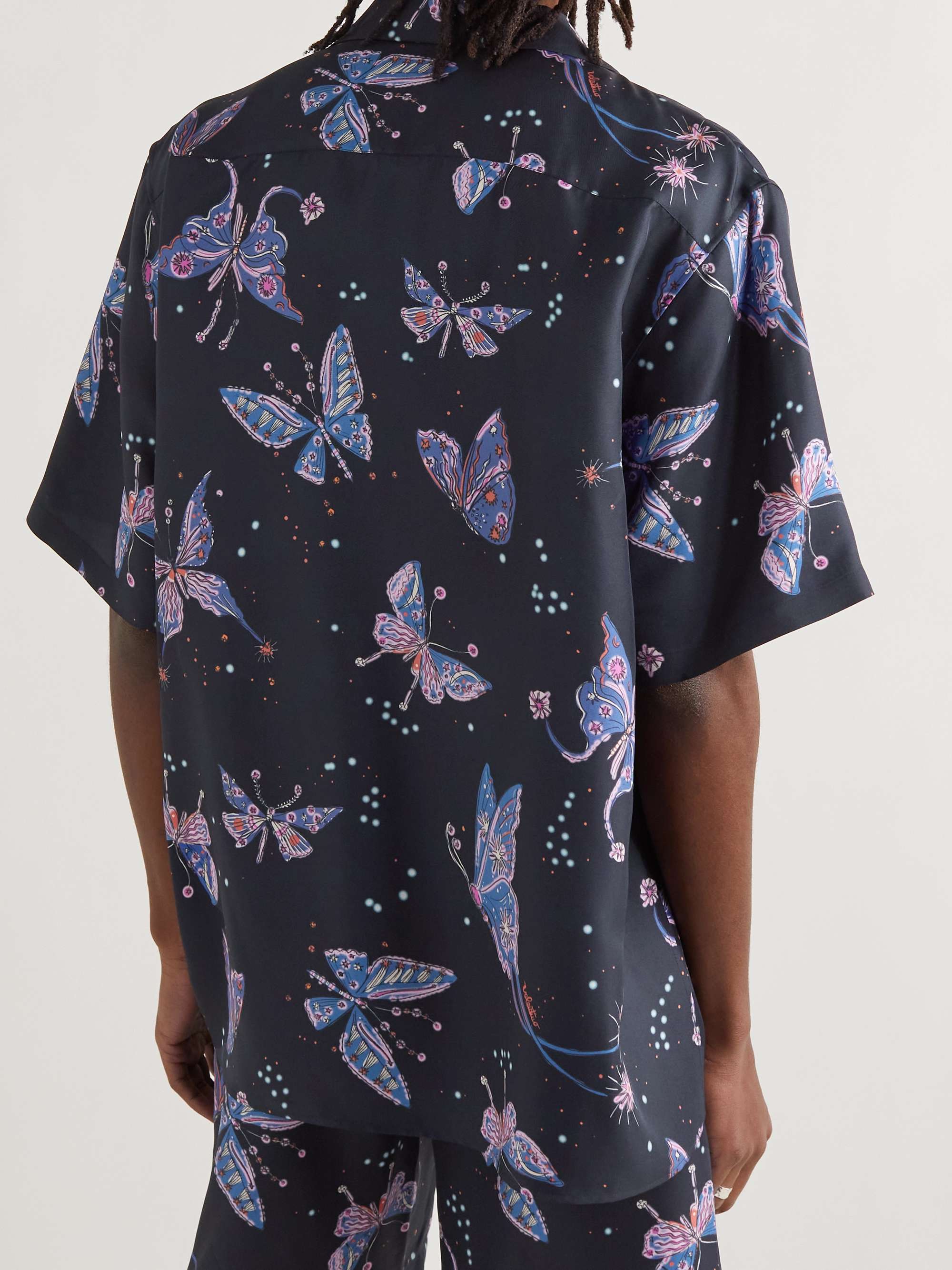 VALENTINO Camp-Collar Printed Silk Shirt