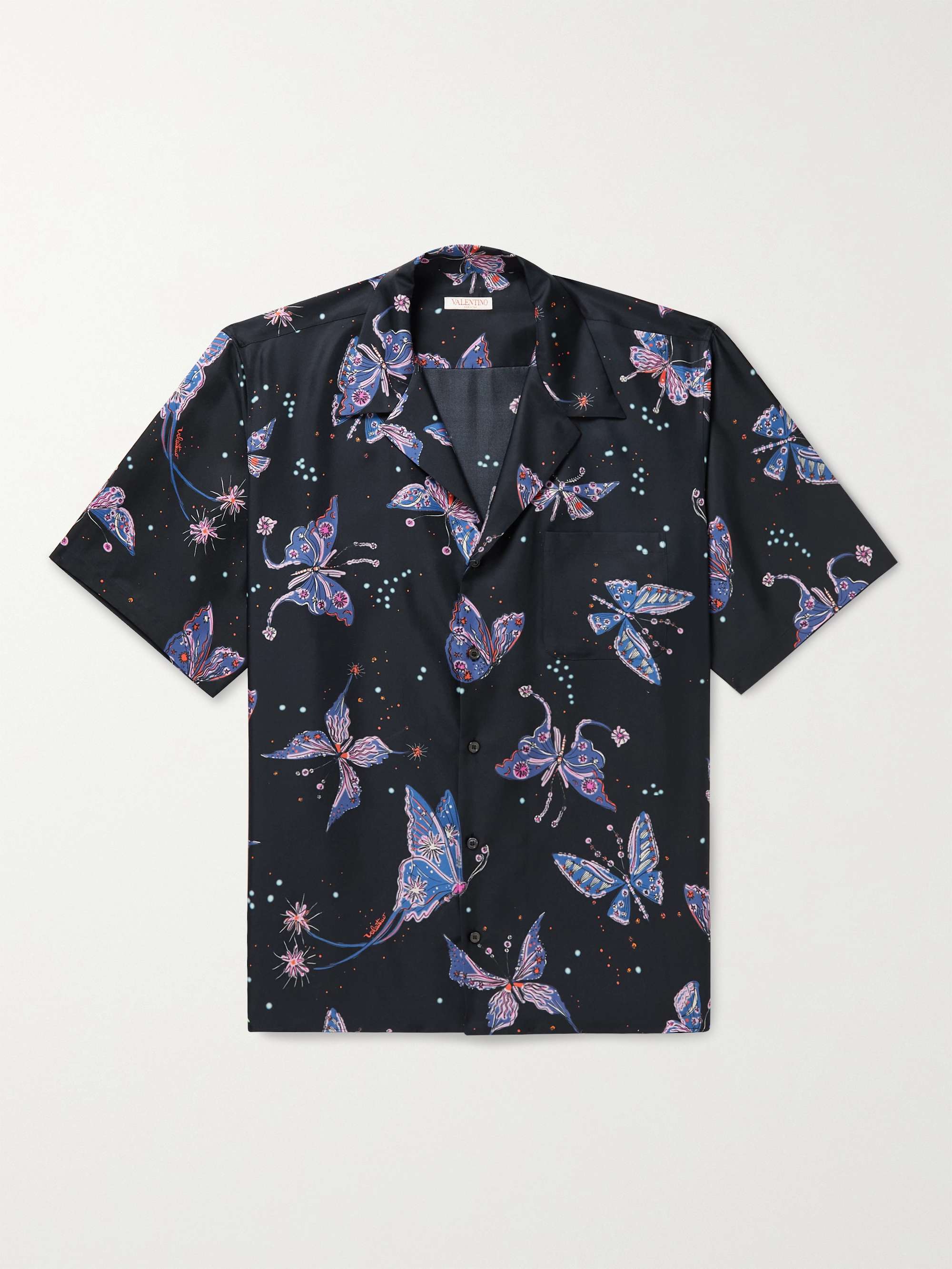 VALENTINO Camp-Collar Printed Silk Shirt