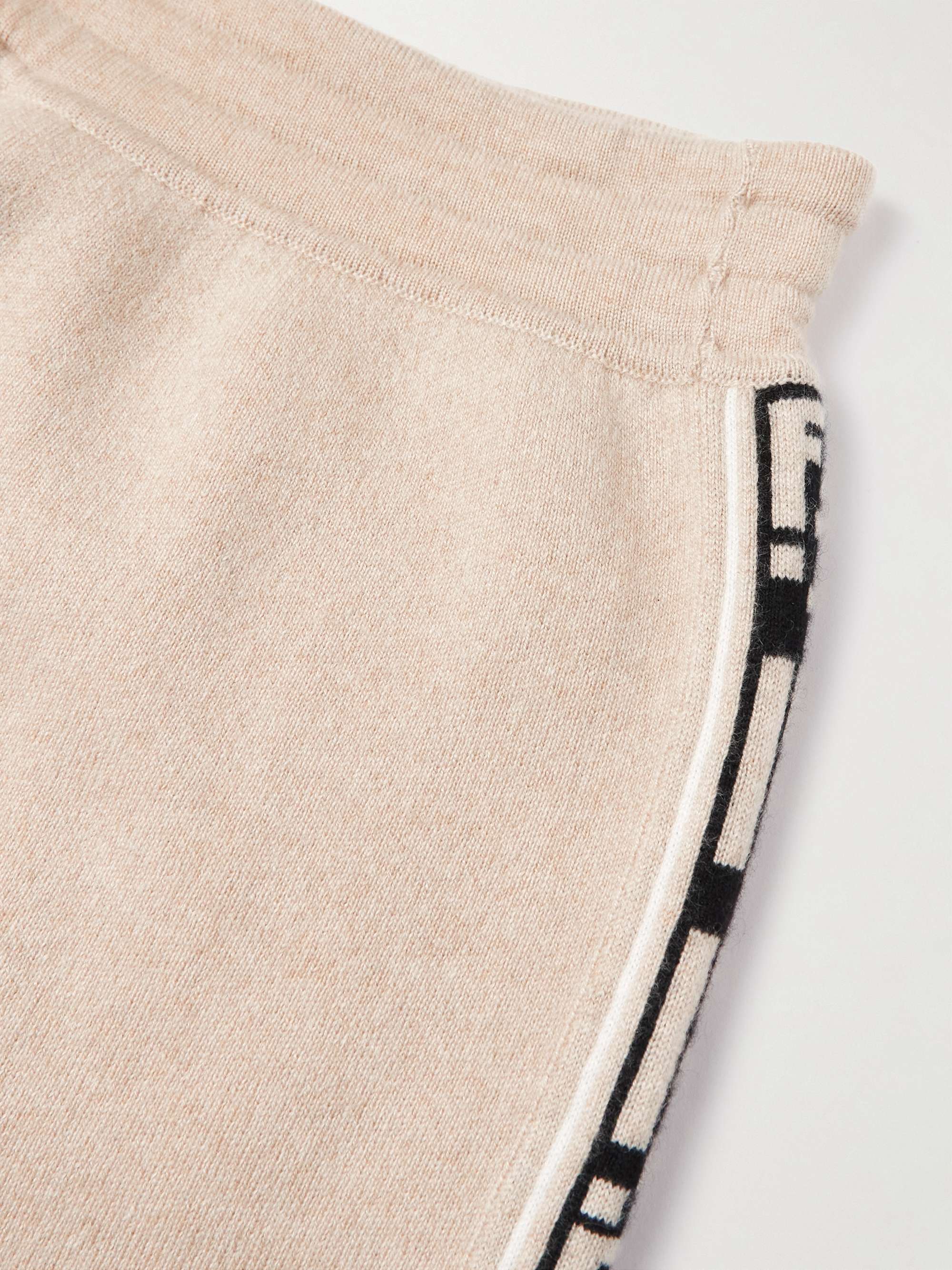 FENDI Straight-Leg Logo-Jacquard Cashmere Sweatpants