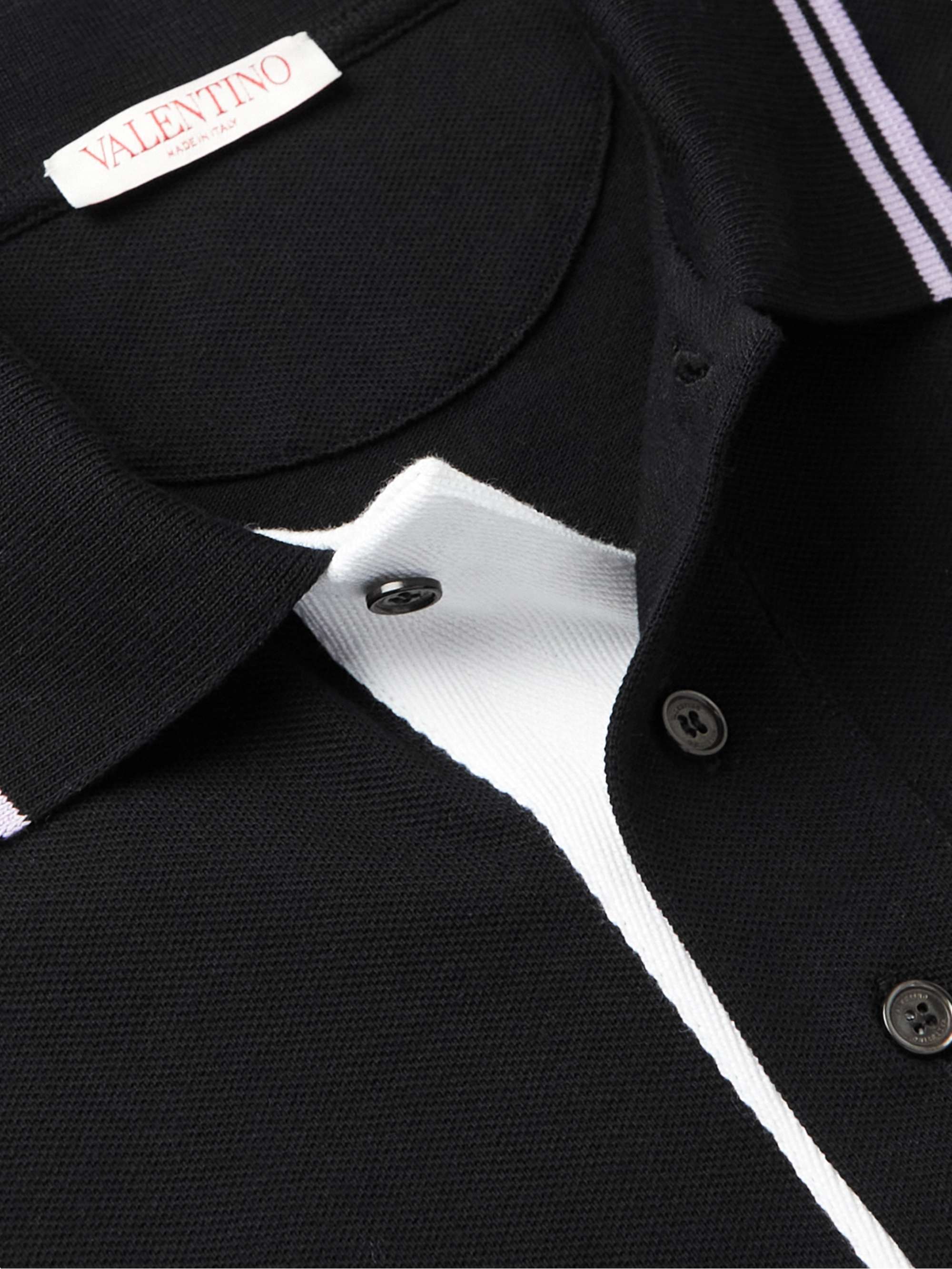 VALENTINO Logo-Embossed Cotton-Piqué Polo Shirt