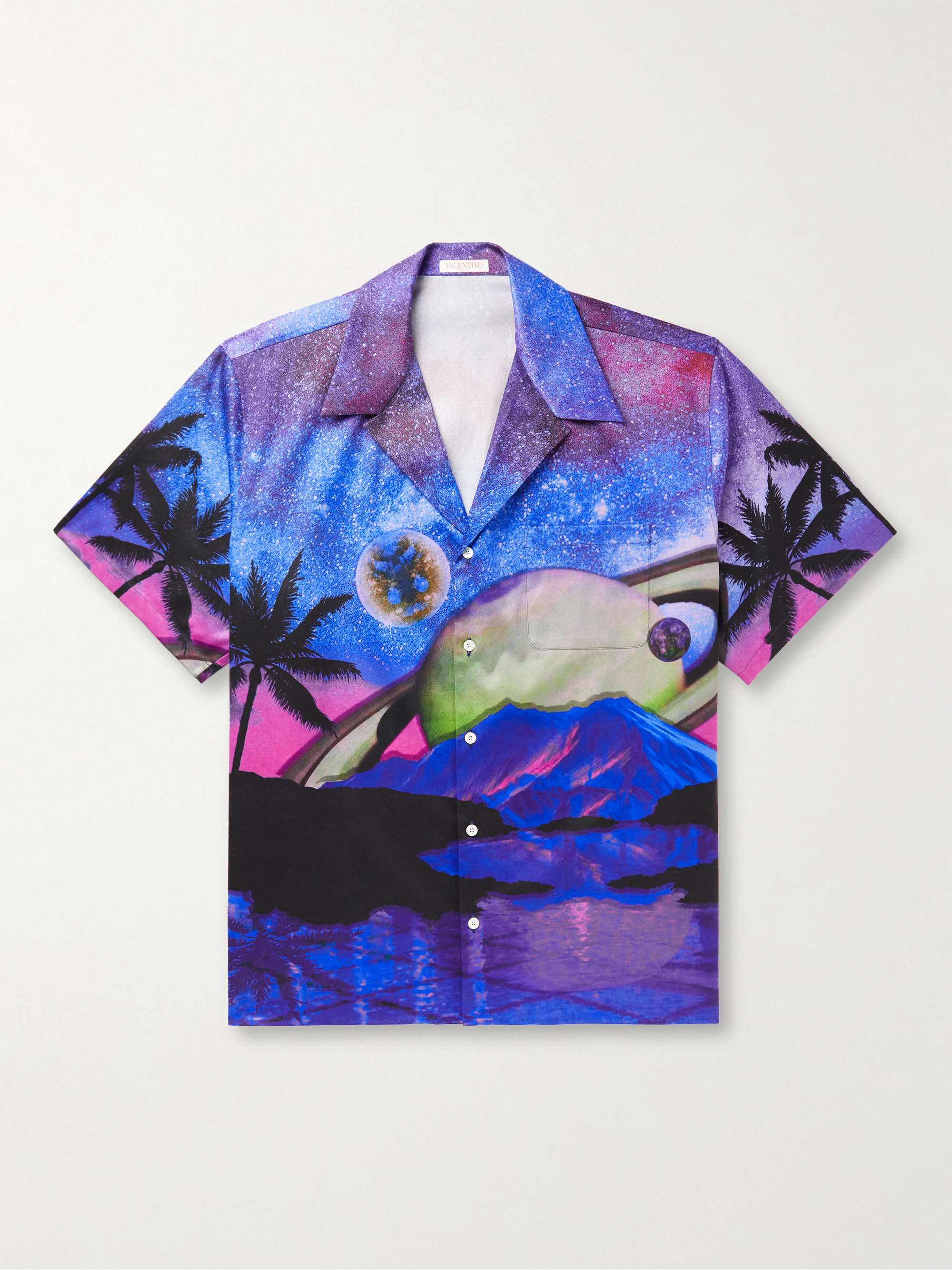 VALENTINO Camp-Collar Printed Cotton-Twill Shirt