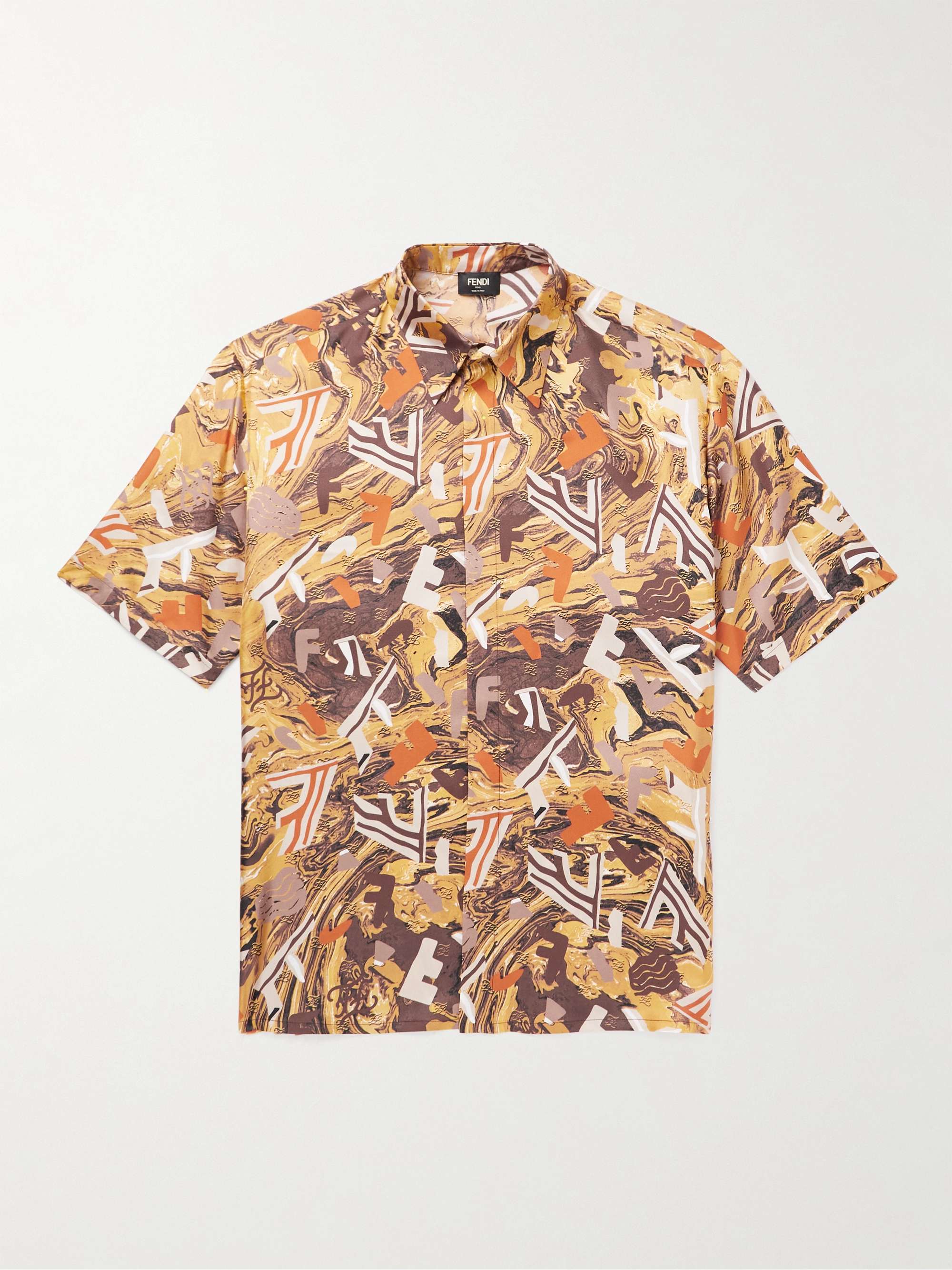 FENDI Logo-Print Silk-Twill Shirt