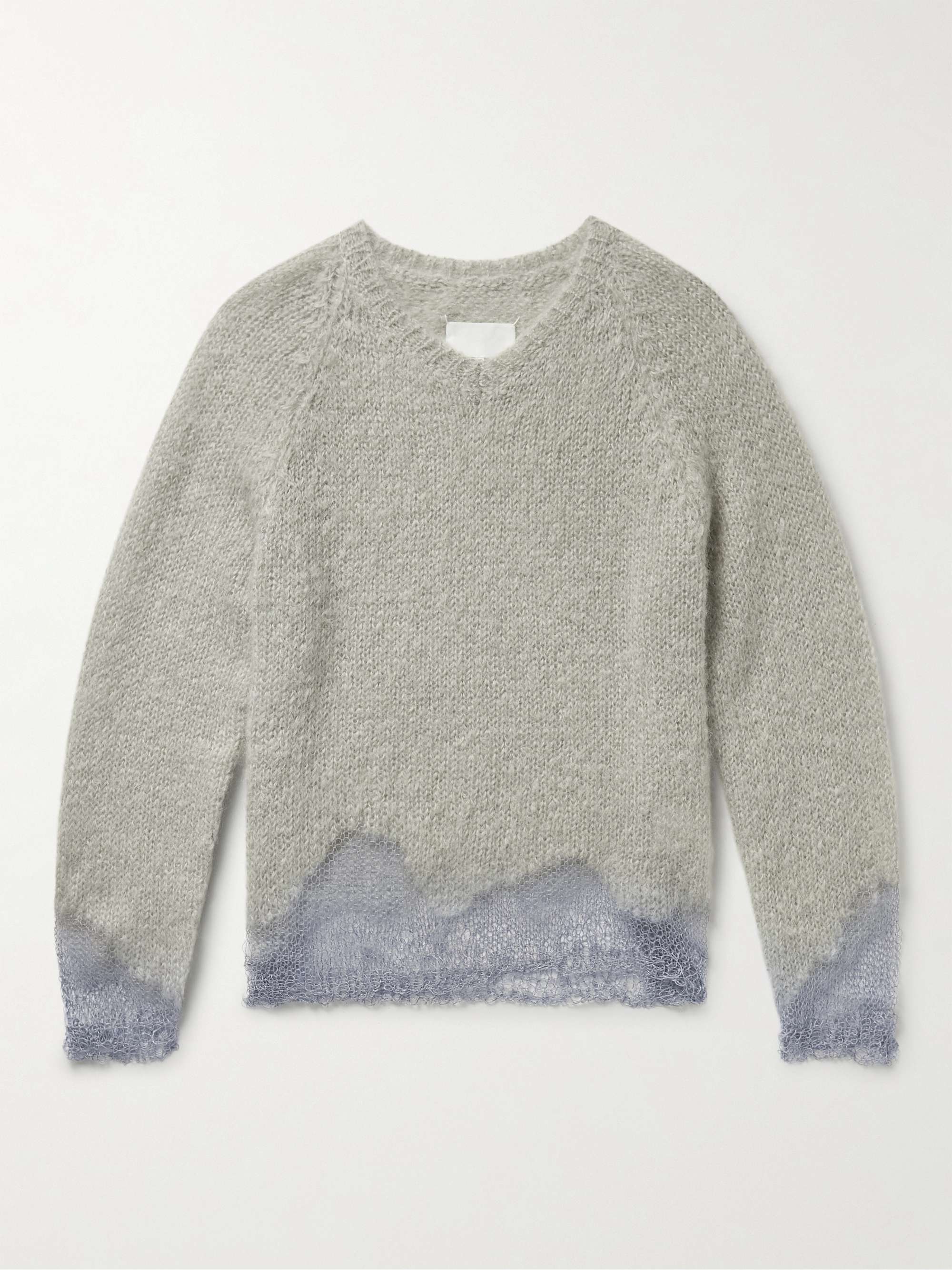 메종 마르지엘 스웨터라 Maison Margiela Distressed Mohair-Blend Sweater,Gray