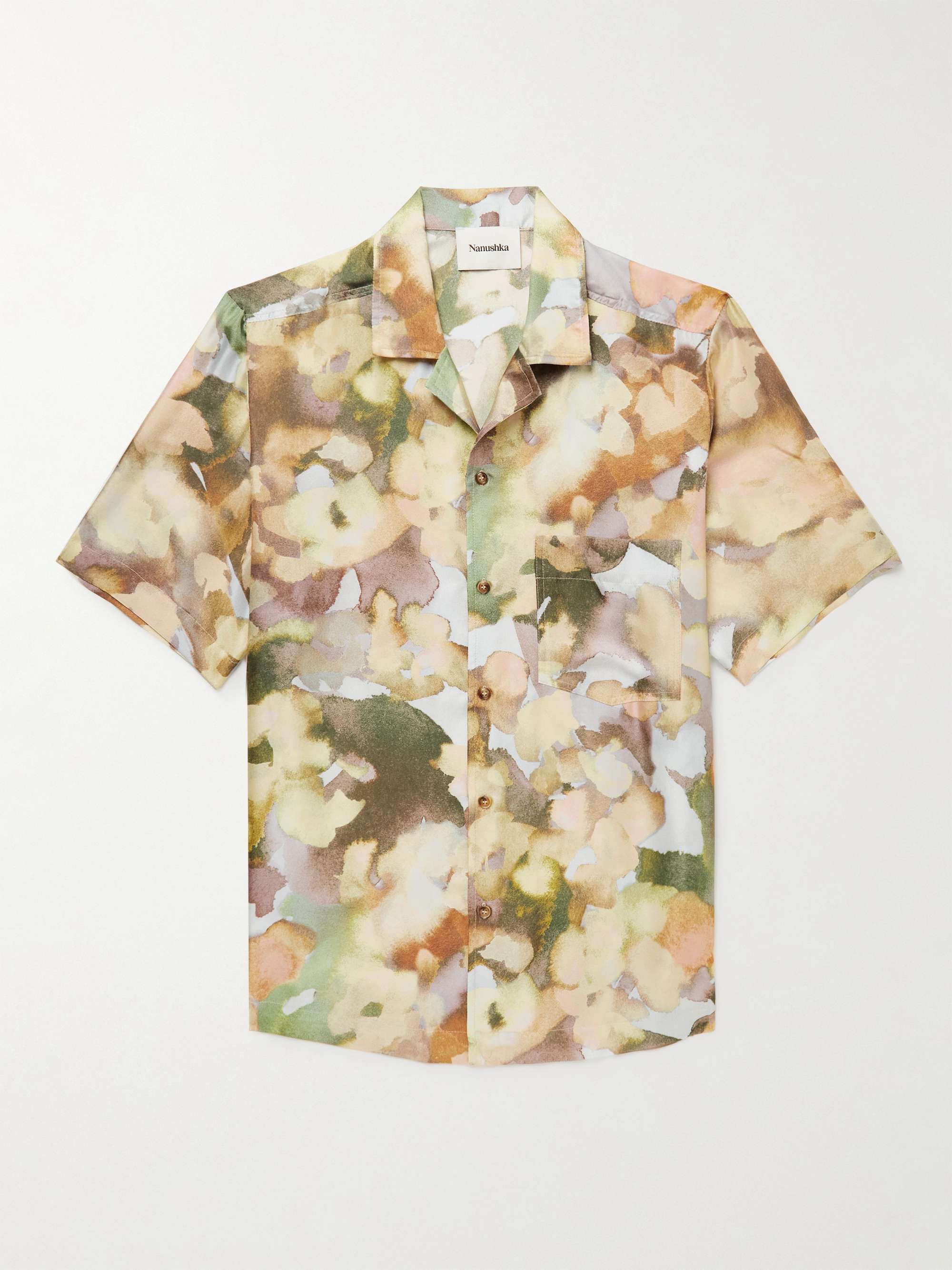 NANUSHKA Camp-Collar Printed Silk-Twill Shirt