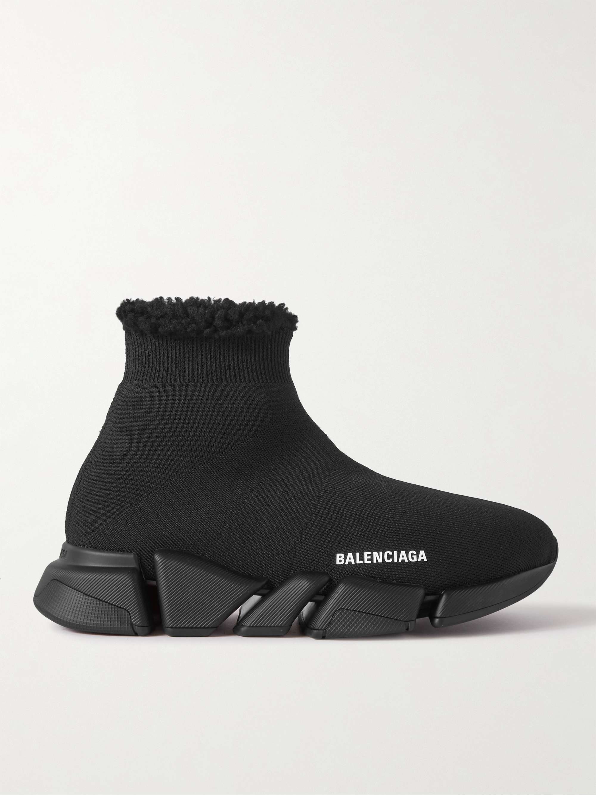 BALENCIAGA Speed 2.0 Logo-Print Stretch-Knit Slip-On Sneakers