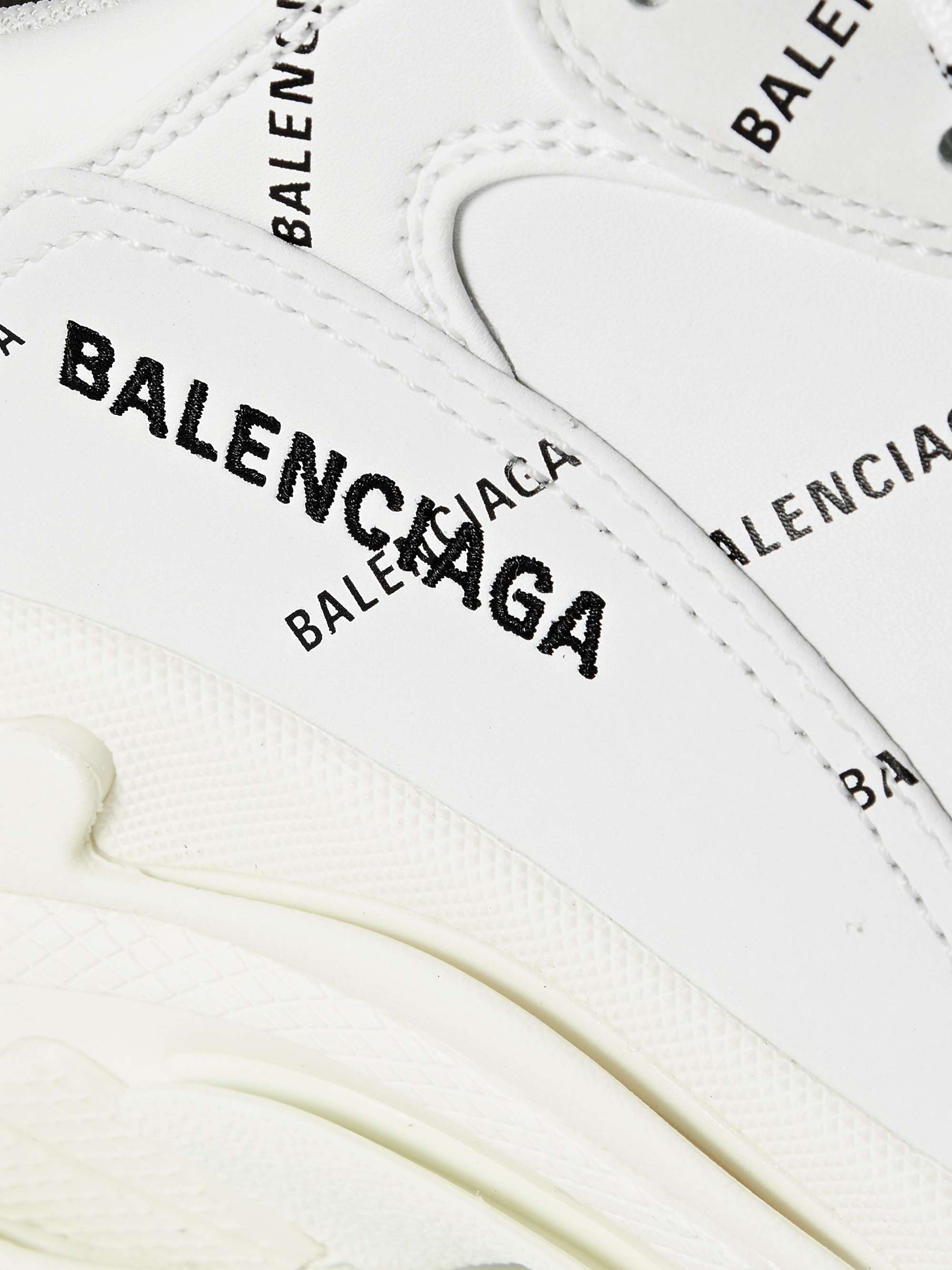 BALENCIAGA Triple S Logo-Print Faux Leather Sneakers