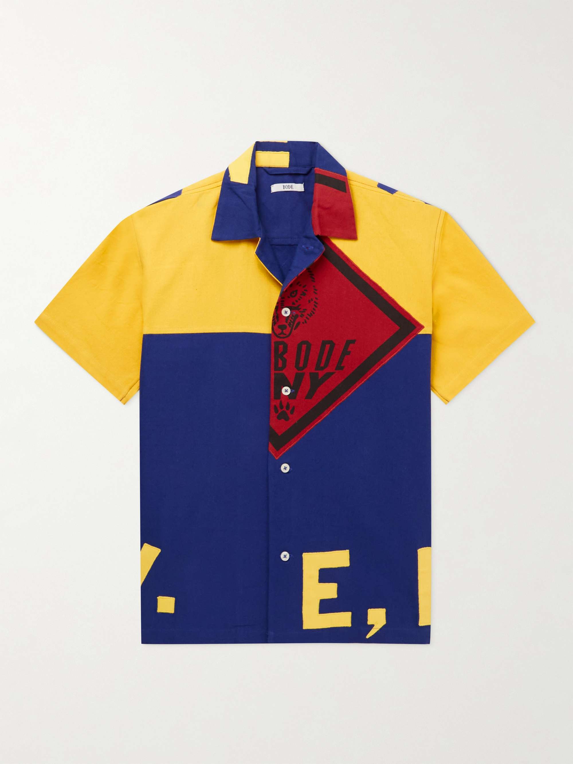 BODE Scout Patchwork Printed Cotton Shirt