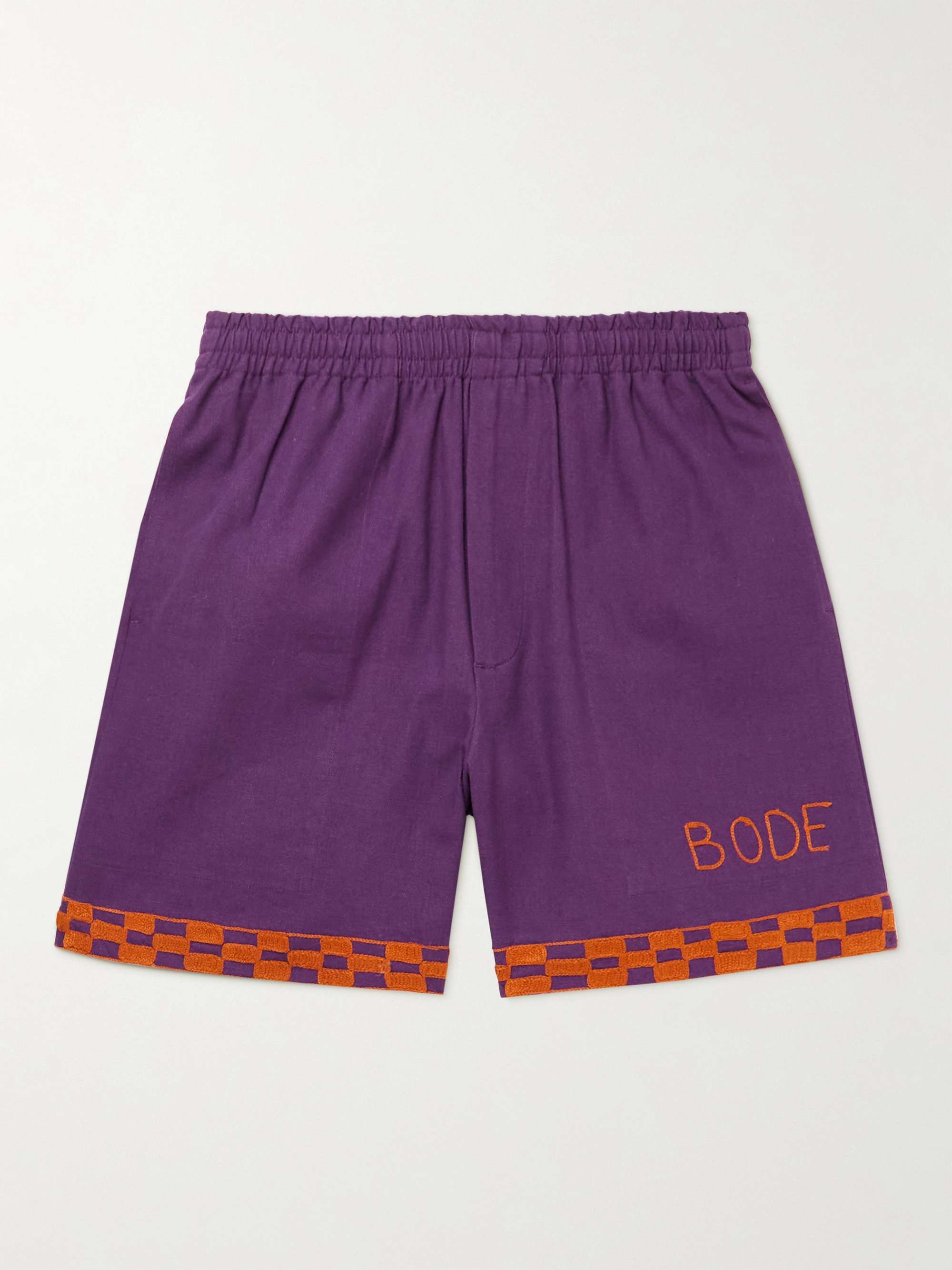 BODE Straight-Leg Embroidered Cotton Shorts