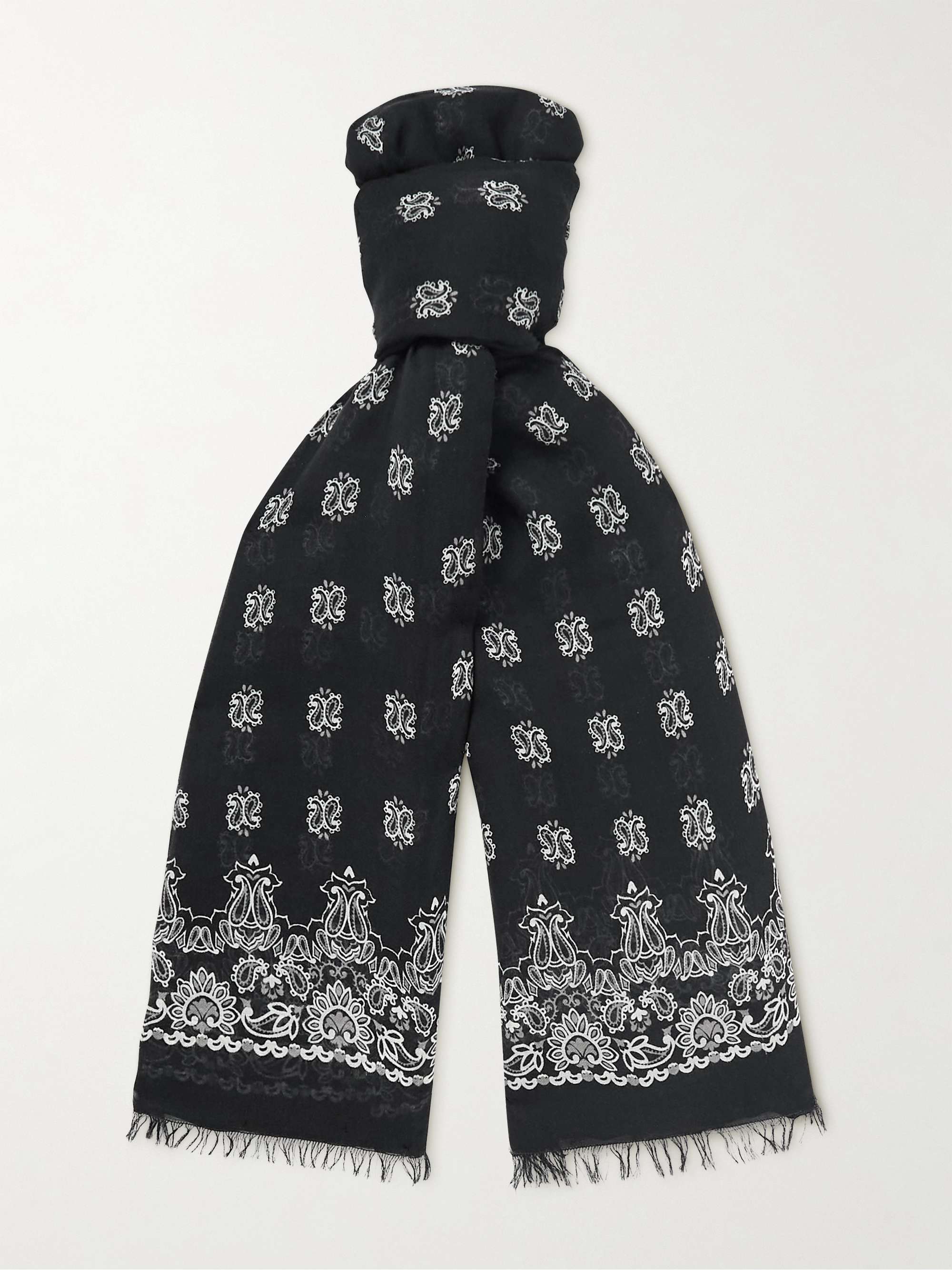 SAINT LAURENT Fringed paisley-print modal and cashmere-blend scarf