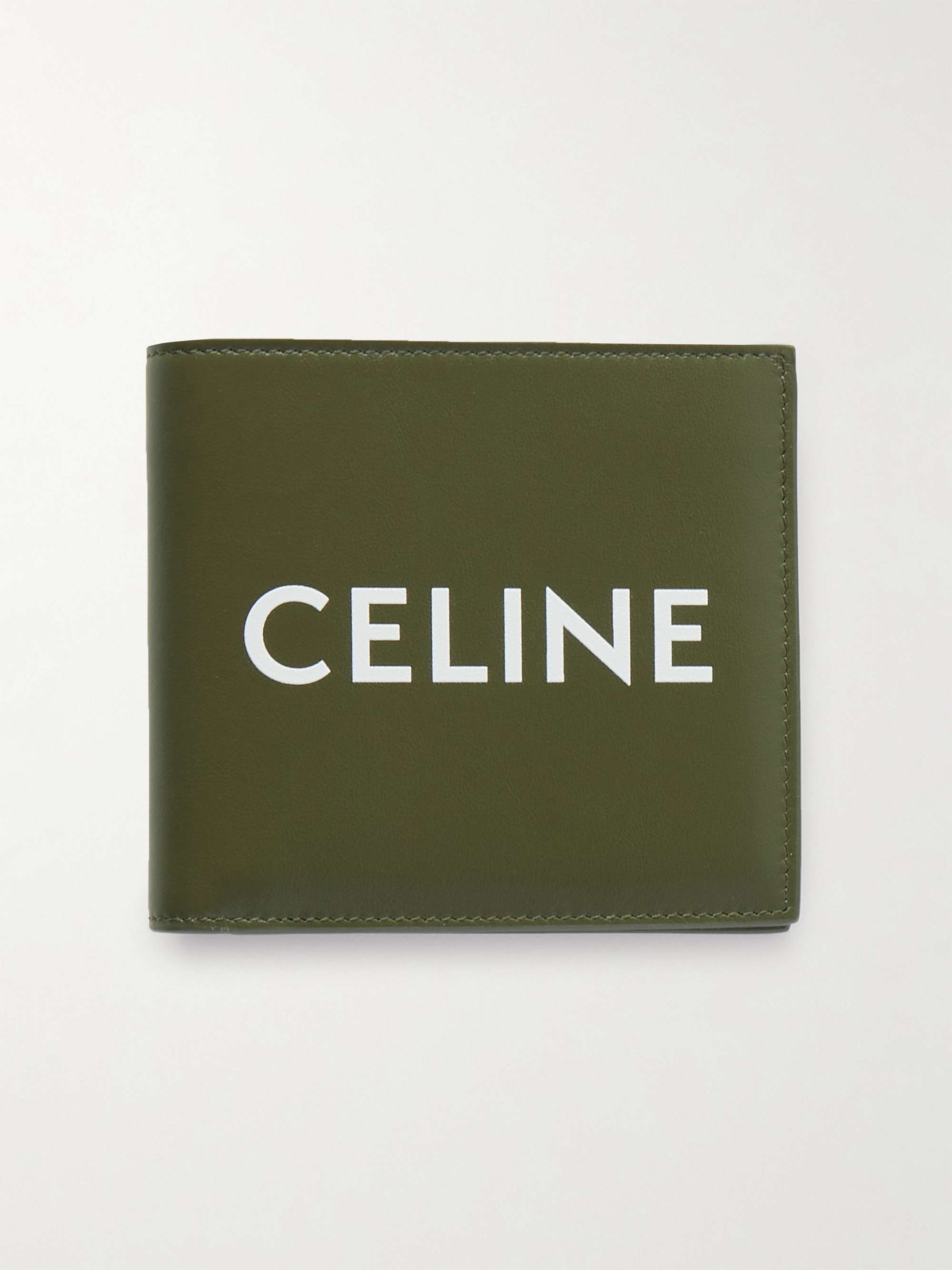 셀린느 옴므 로고 반지갑 CELINE HOMME Logo-Print Leather Billfold Wallet,Green