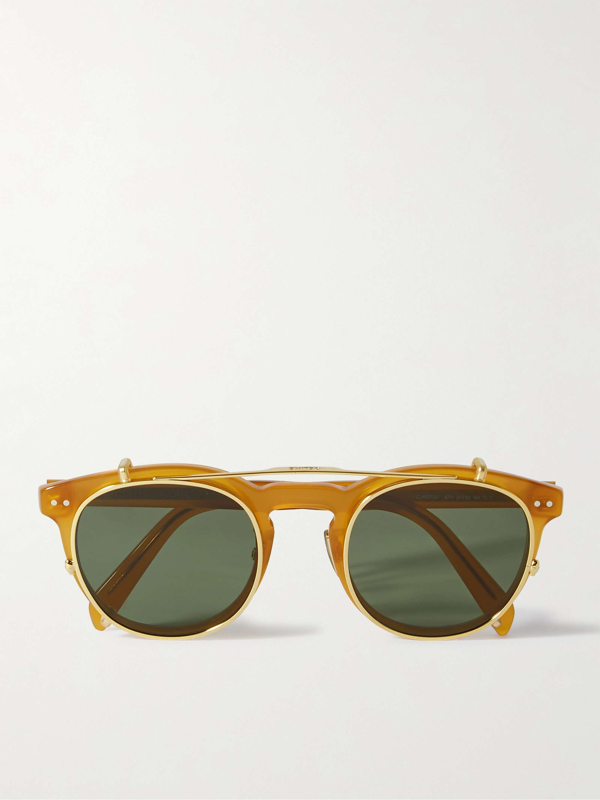 CELINE HOMME Convertible Round-Frame Acetate and Gold-Tone Optical Glasses