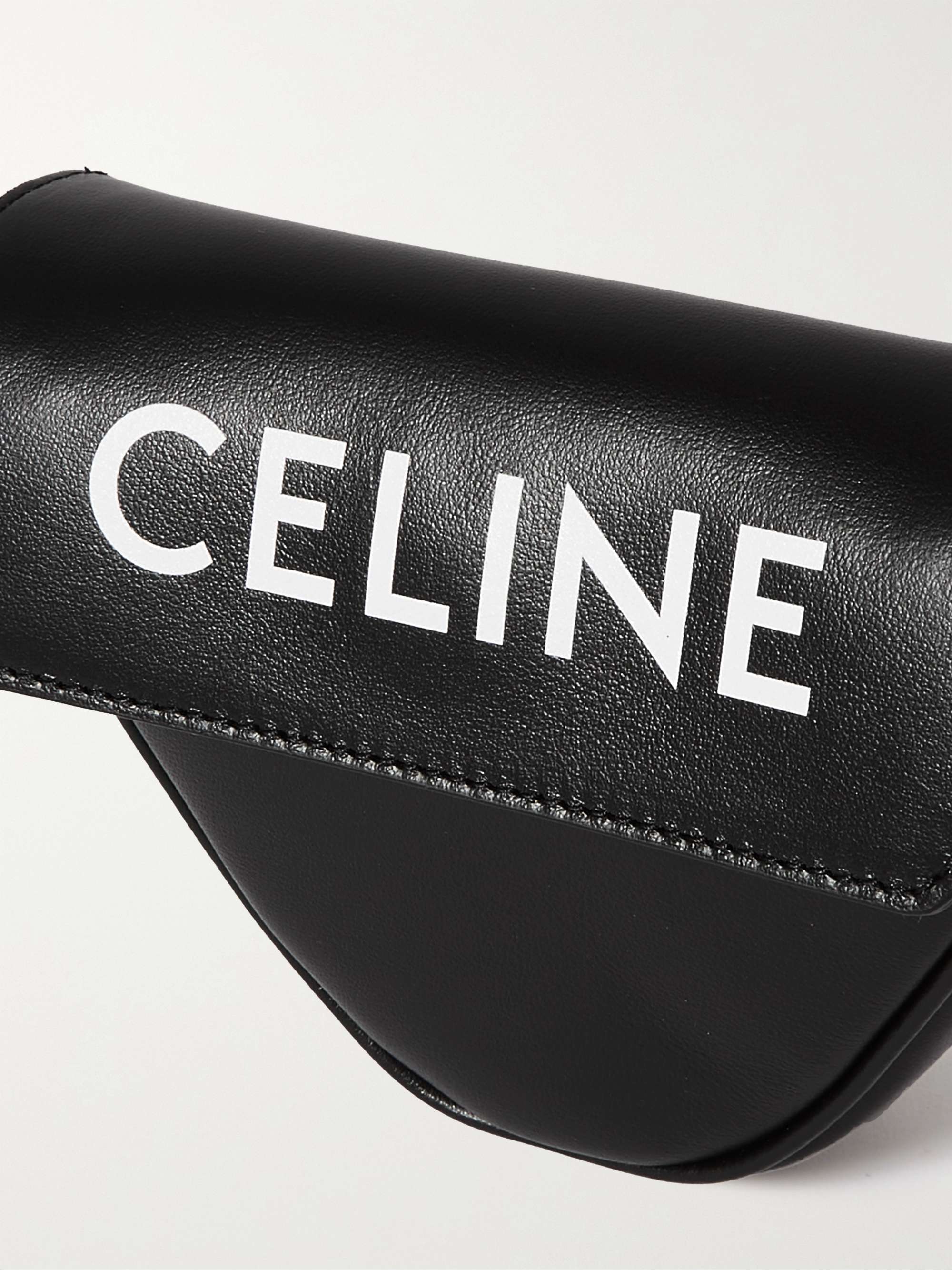 CELINE HOMME Mini Triangle Logo-Print Leather Pouch