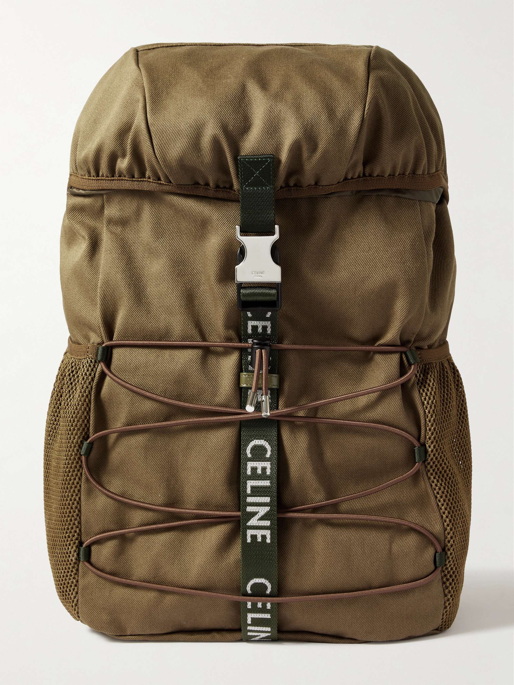 Green Leather-Trimmed Canvas Roll-Top Backpack | LOEWE | MR PORTER
