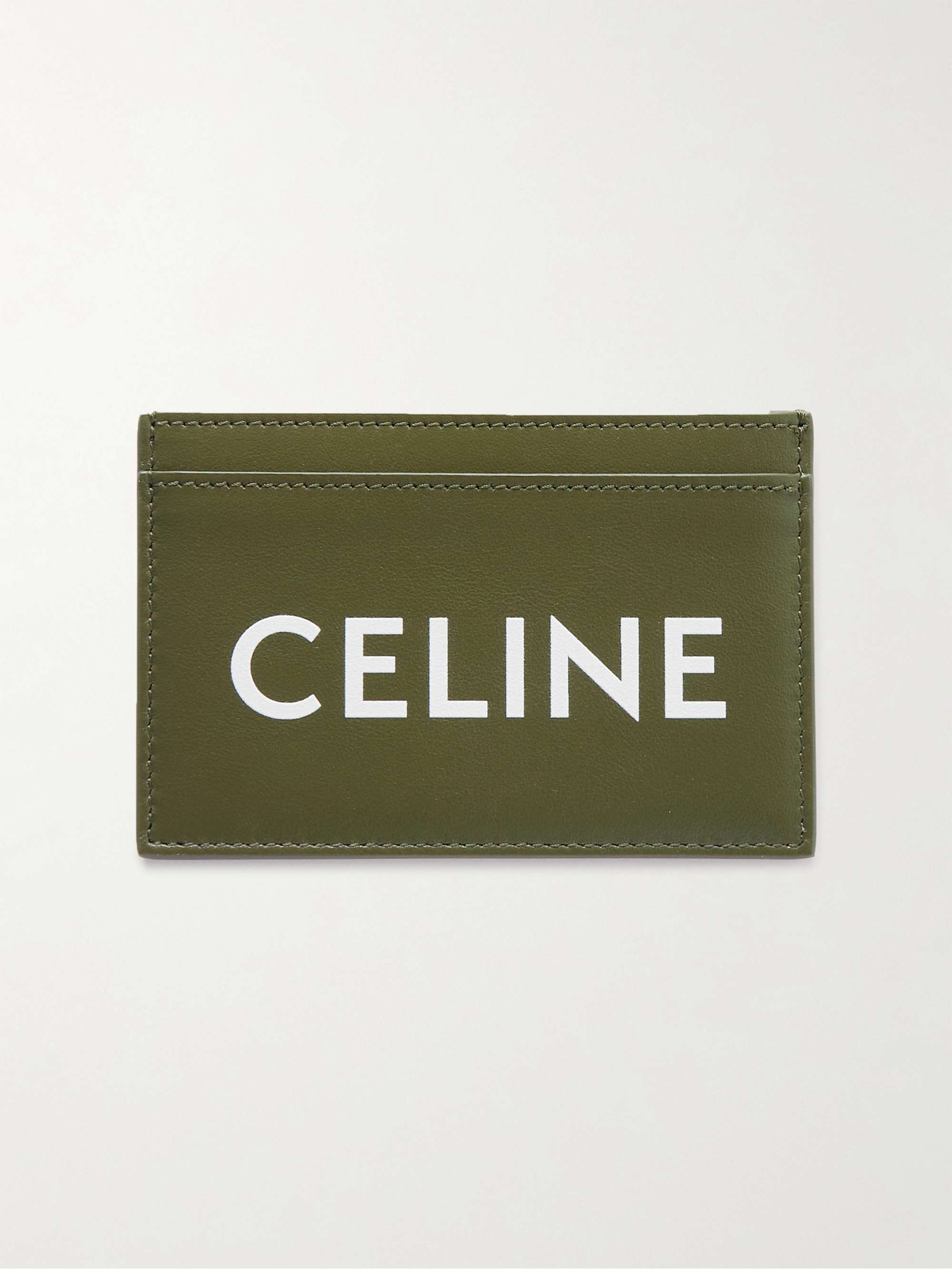 셀린느 옴므 로고 카드 지갑 CELINE HOMME Logo-Print Leather Cardholder,Green