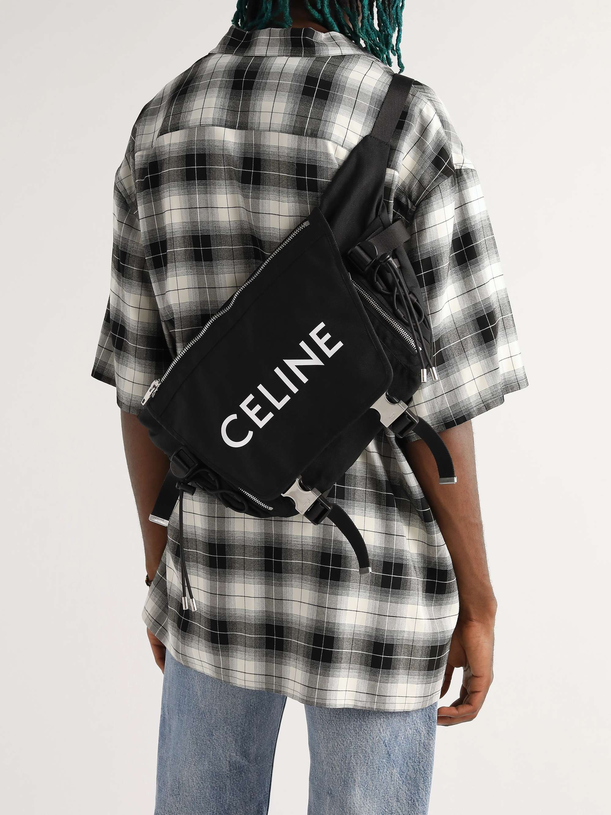 CELINE HOMME Logo-Print Canvas Messenger Bag