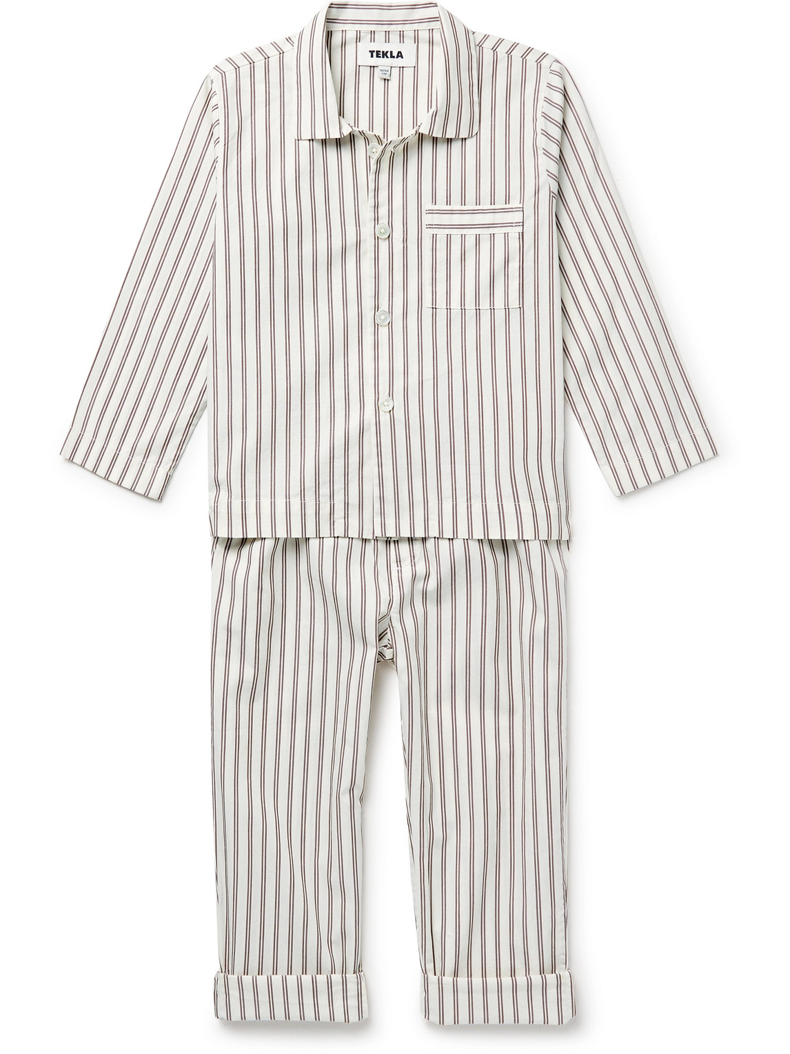 Tekla Striped Organic Cotton-poplin Pyjama Set In Neutrals