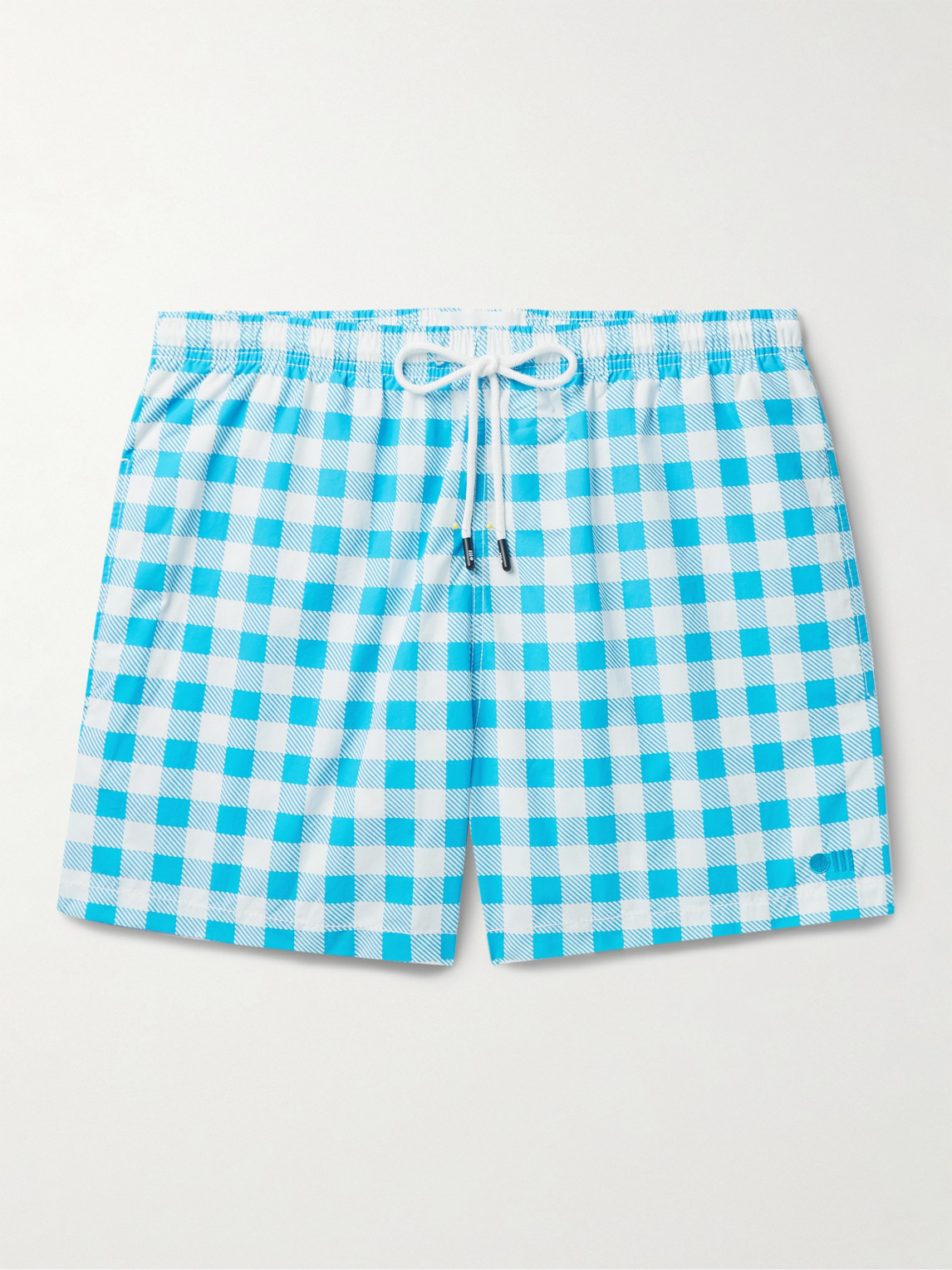 Solid & Striped The Classic Short-length Gingham Swim Shorts In Blue