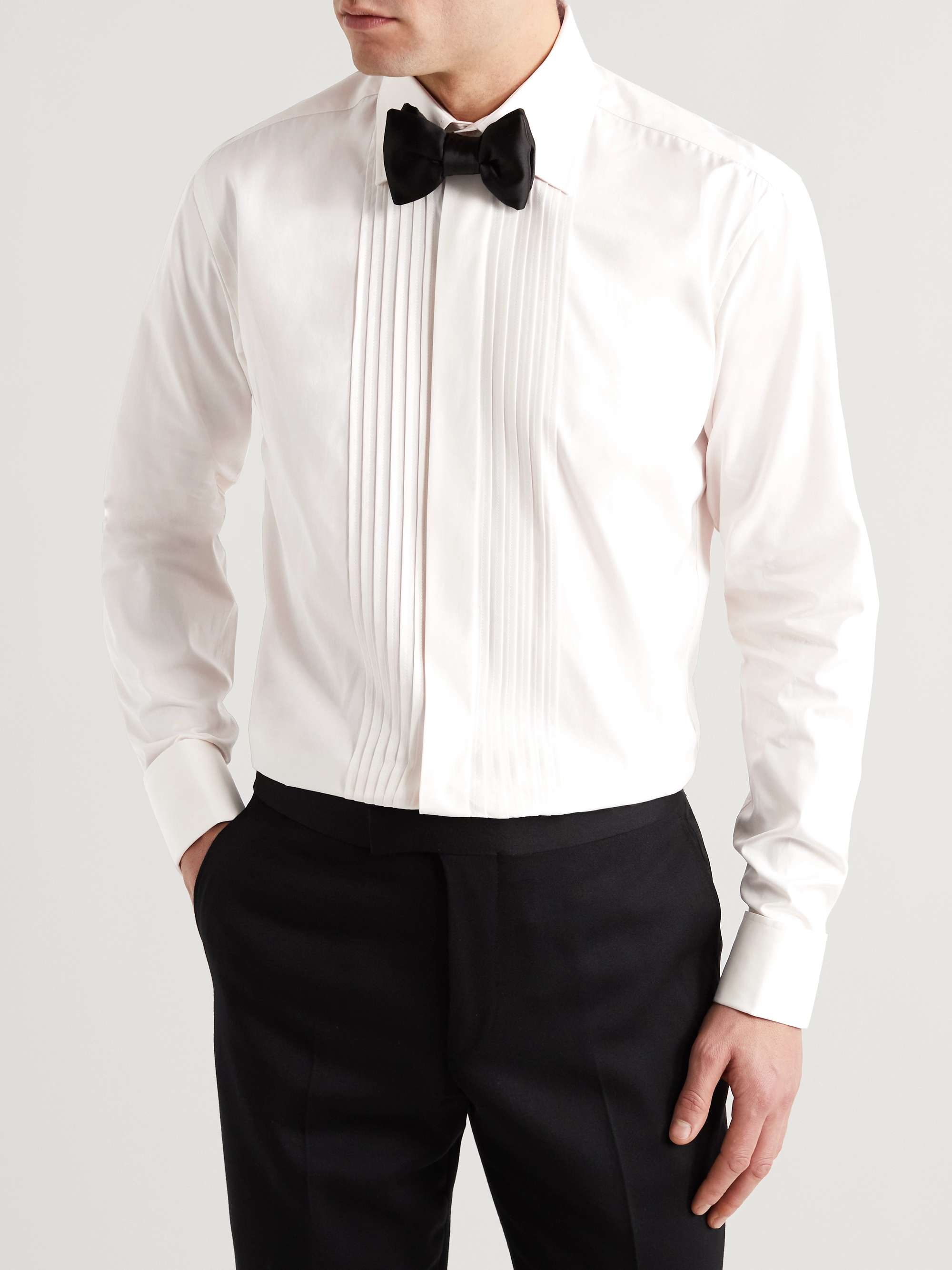FAVOURBROOK Bib-Front Double-Cuff Cotton-Poplin Tuxedo Shirt