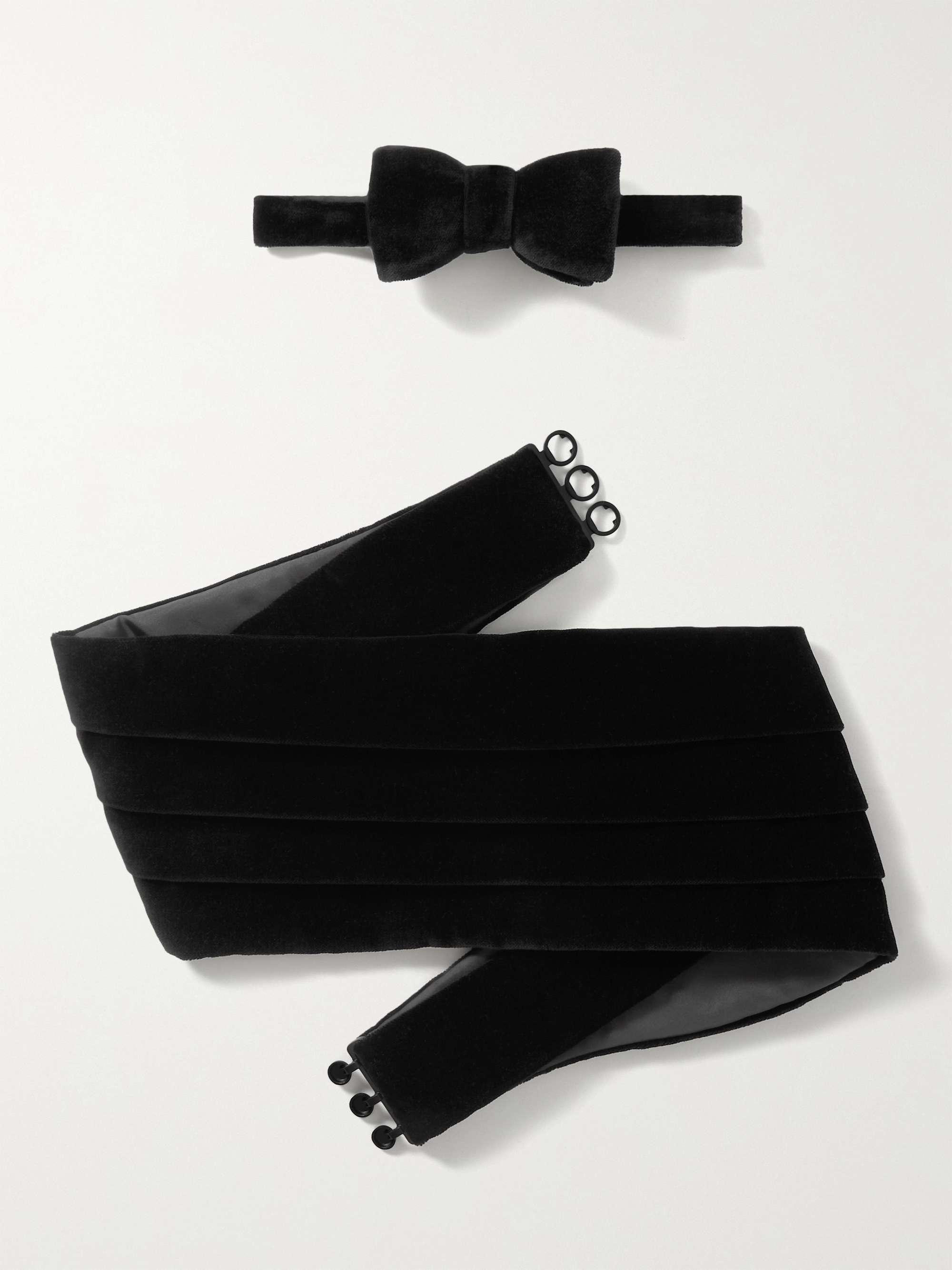 FAVOURBROOK Cotton-Velvet Self-Tie Bow Tie and Cummerbund Set