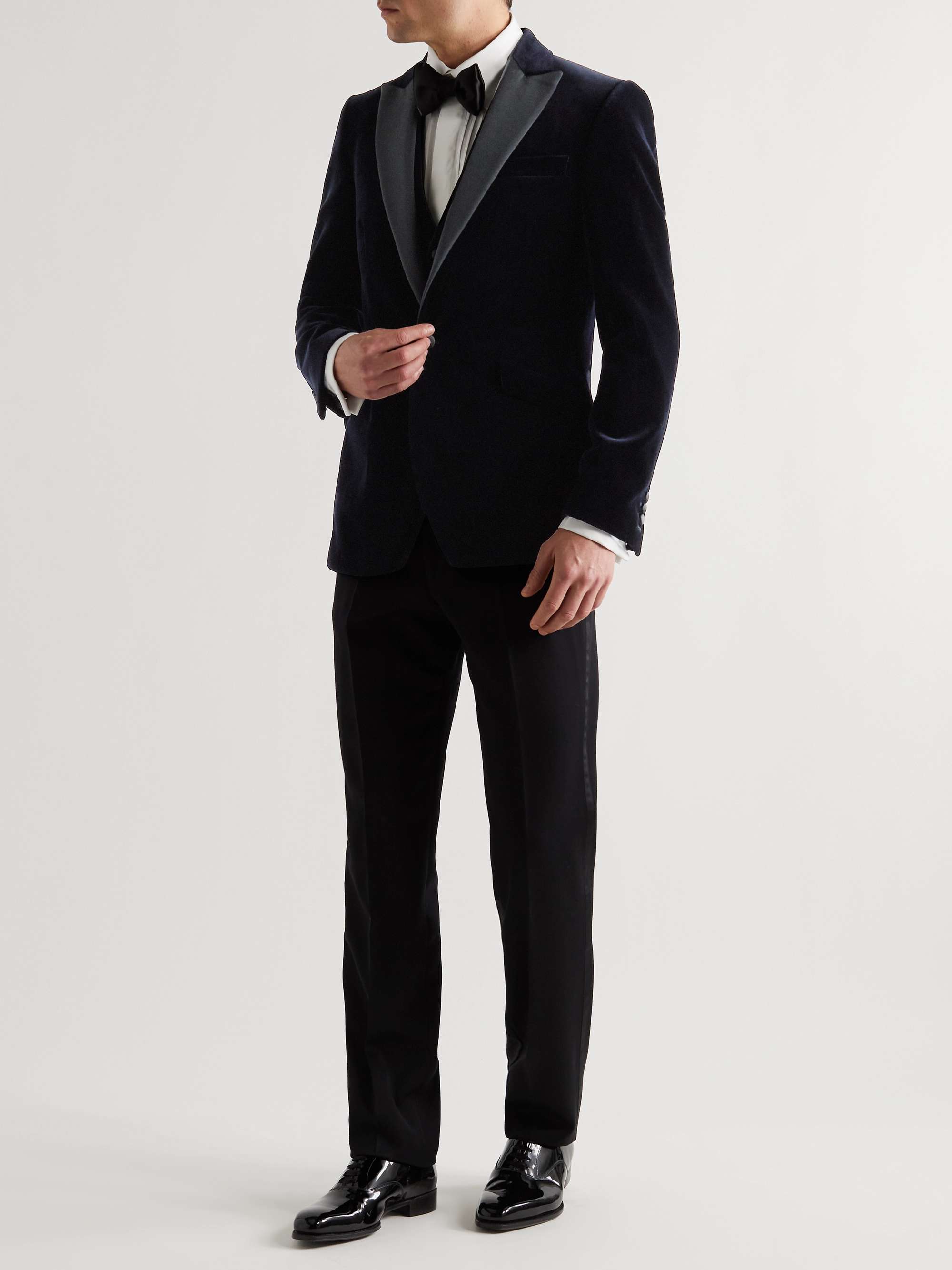 FAVOURBROOK Slim-Fit Grosgrain-Trimmed Cotton-Velvet Tuxedo Jacket