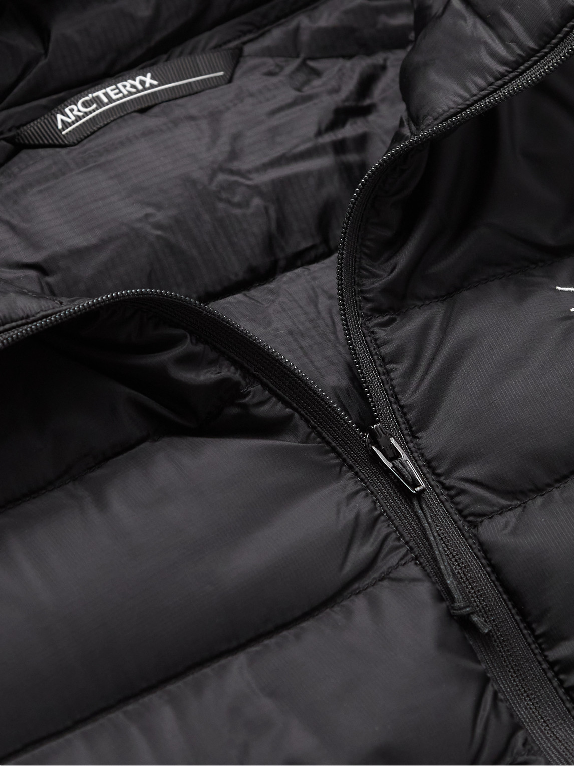 Shop Arc'teryx Cerium Lt Packable Quilted Arato 10 Nylon Hooded Down Jacket In Black