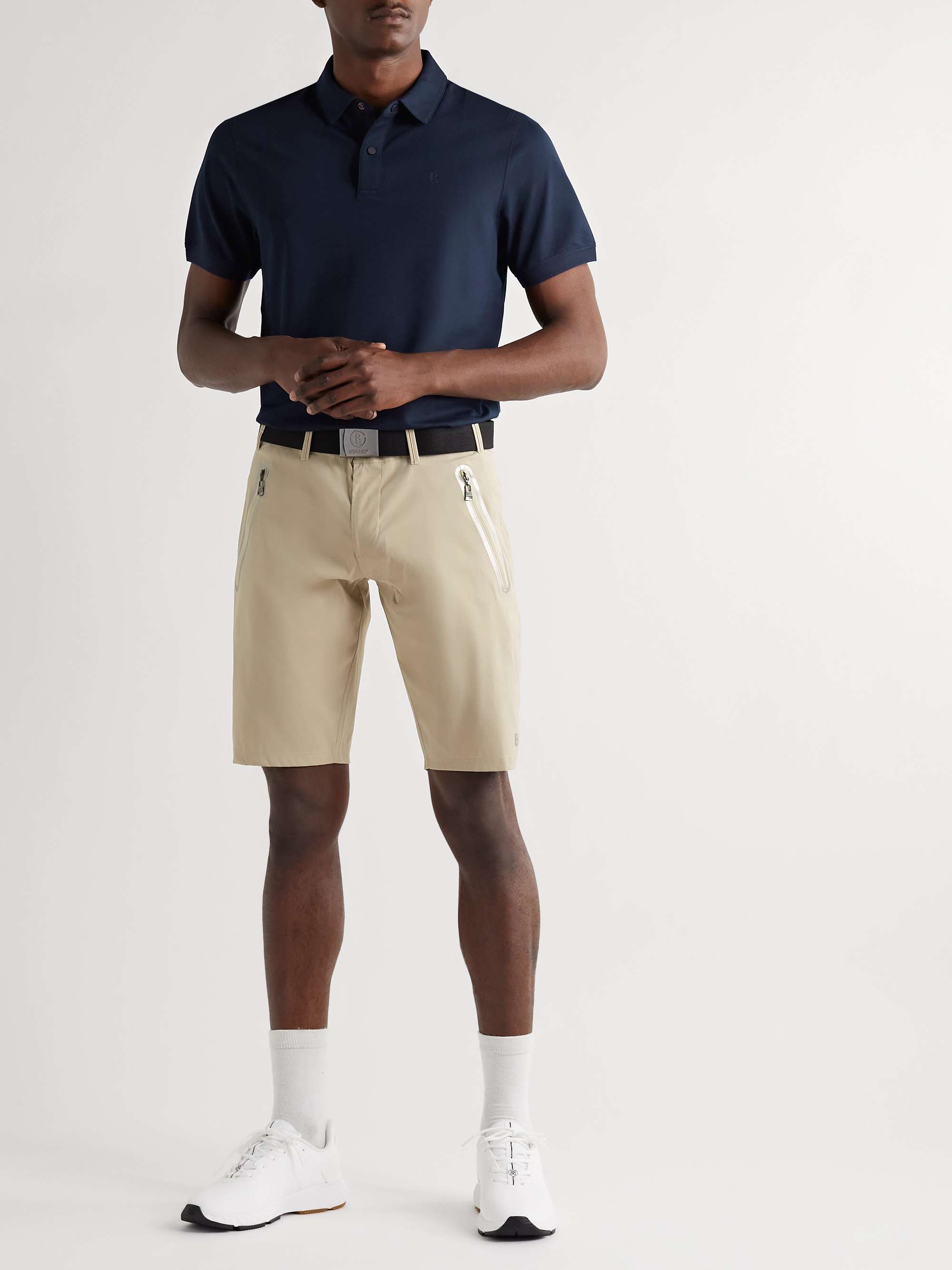 BOGNER Timo Logo-Print Cotton-Blend Piqué Golf Polo Shirt