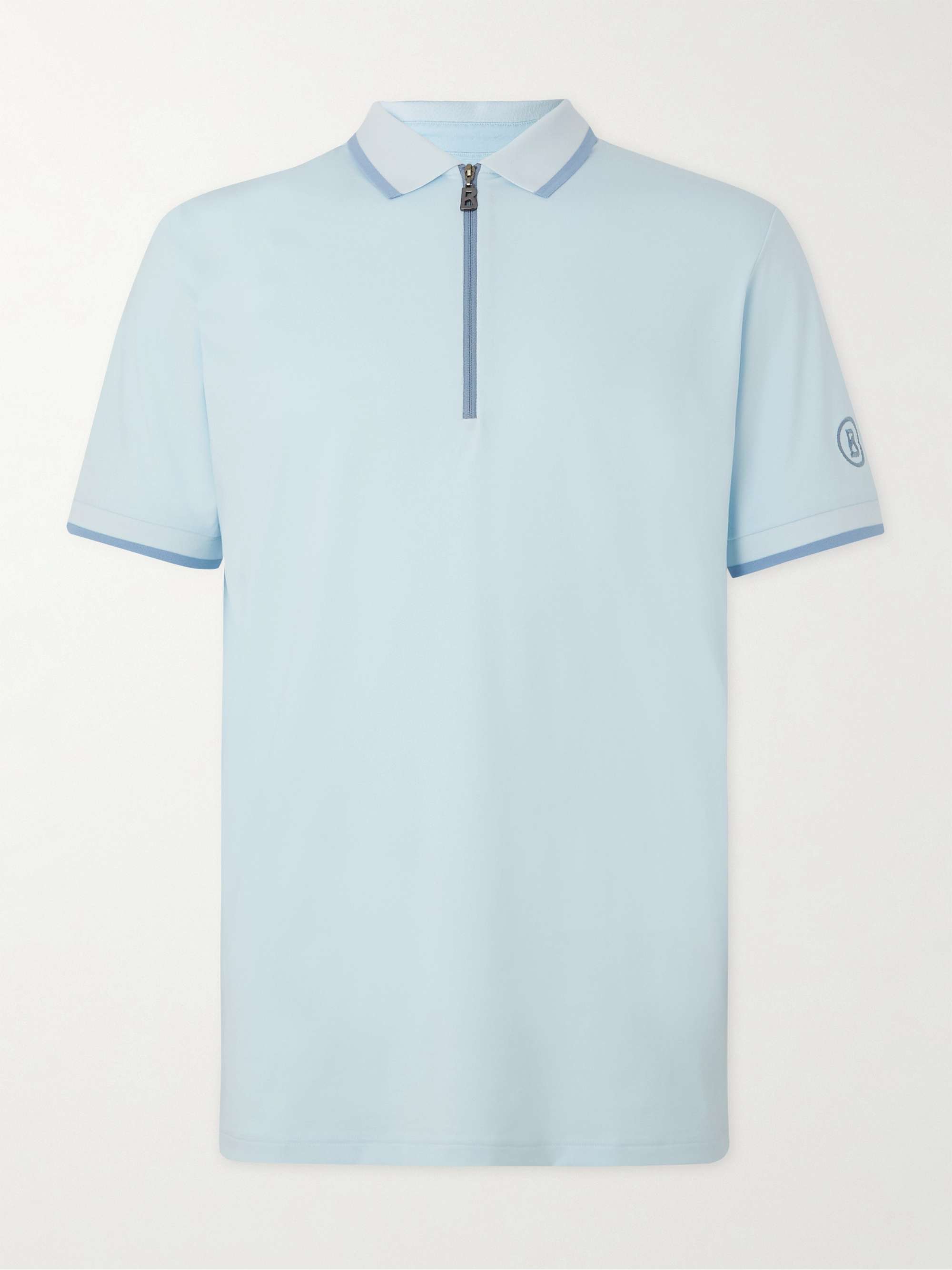 BOGNER Cody Logo-Embroidered Stretch-Jersey Half-Zip Golf Polo Shirt