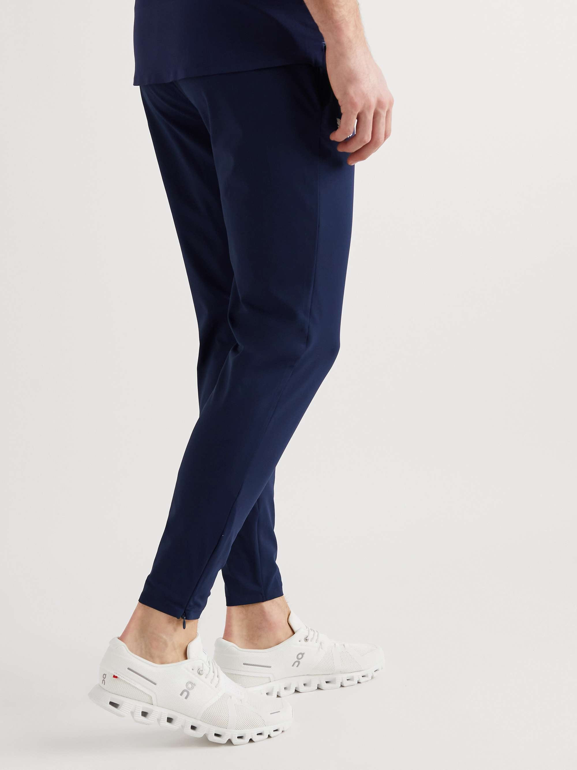 CASTORE Slim-Fit Tapered Logo-Print Stretch-Shell Trousers