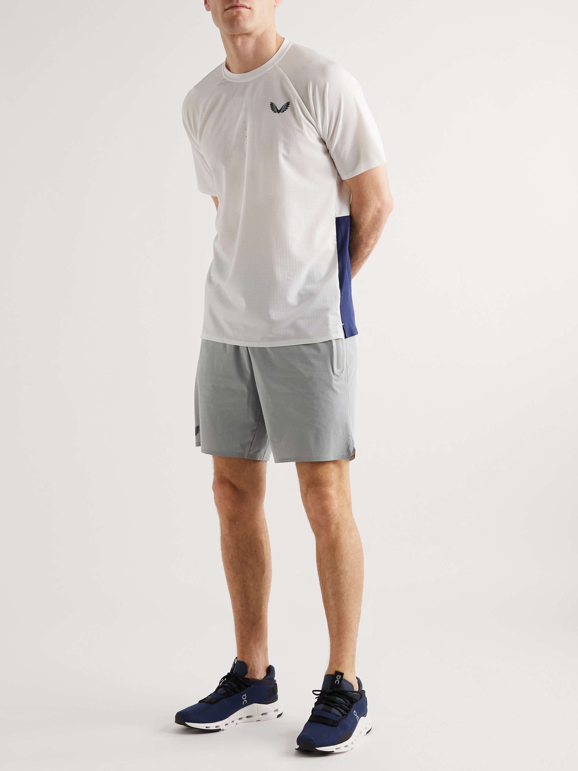 CASTORE Active Straight-Leg Logo-Print Stretch Shorts