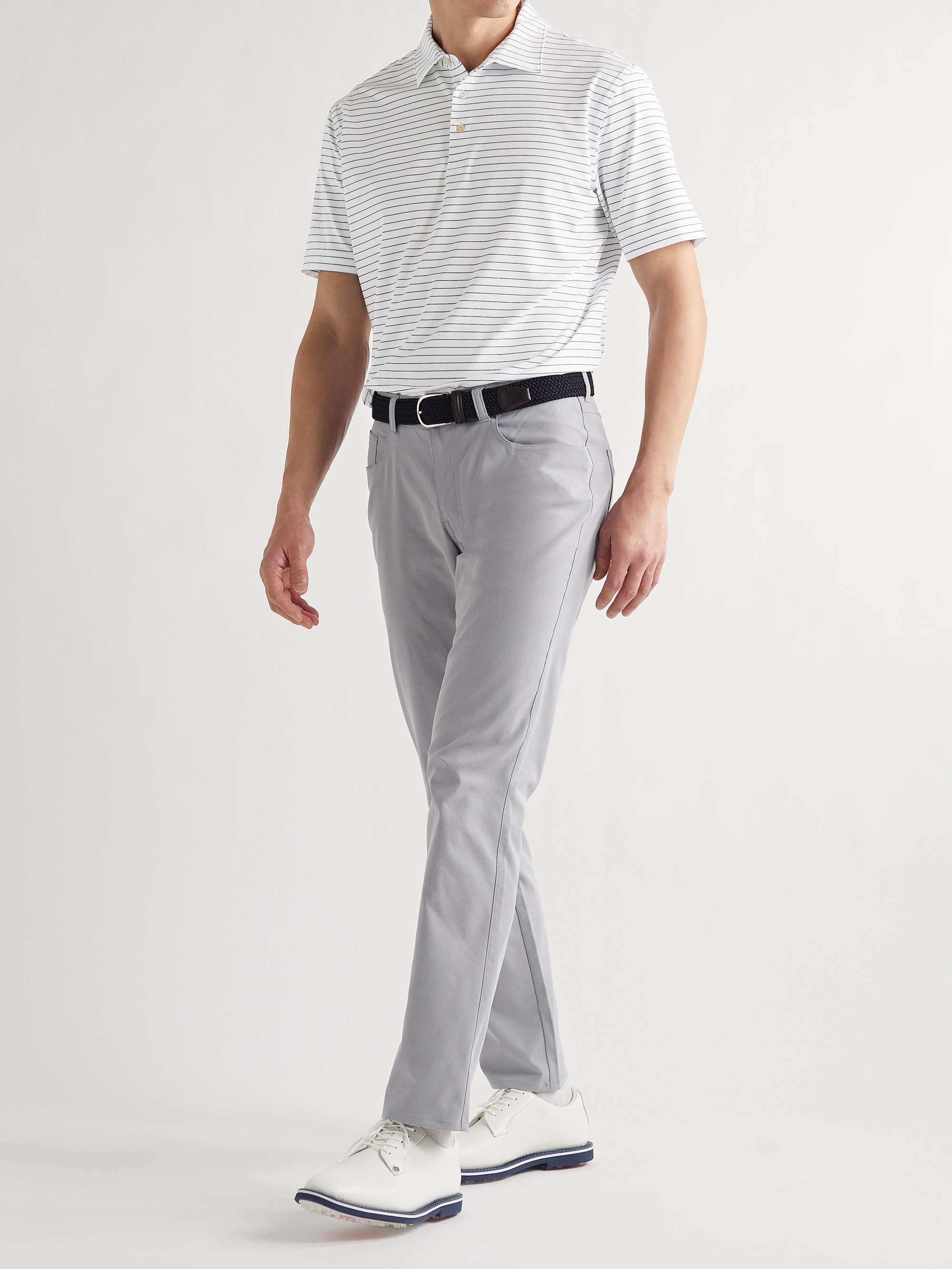 PETER MILLAR Drum Striped Tech-Jersey Golf Polo Shirt