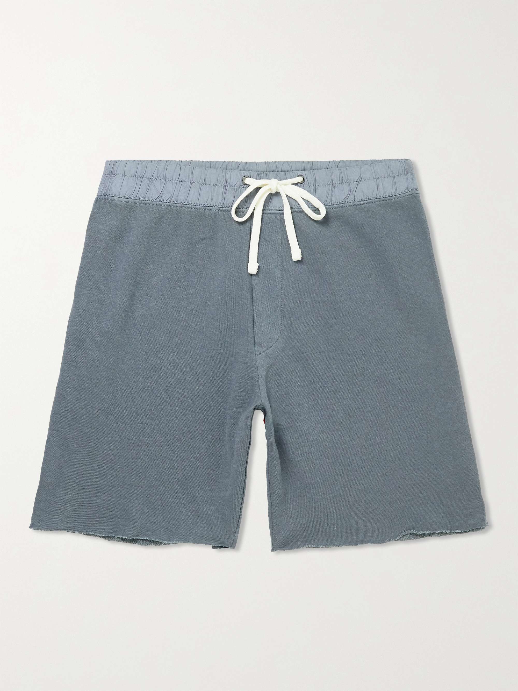 JAMES PERSE Straight-Leg Poplin-Trimmed Supima Cotton-Jersey Drawstring Shorts