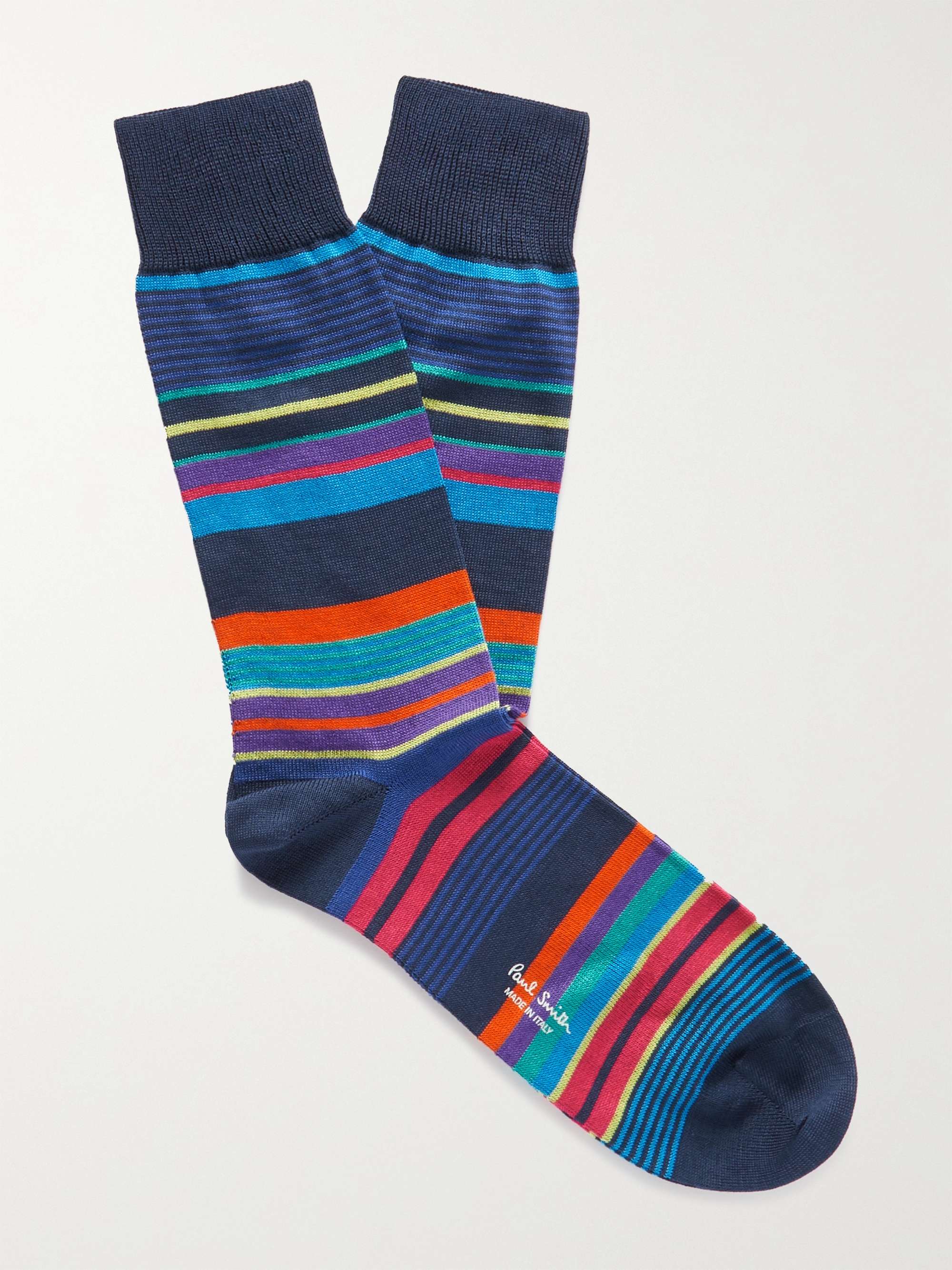 PAUL SMITH Striped Cotton-Blend Socks