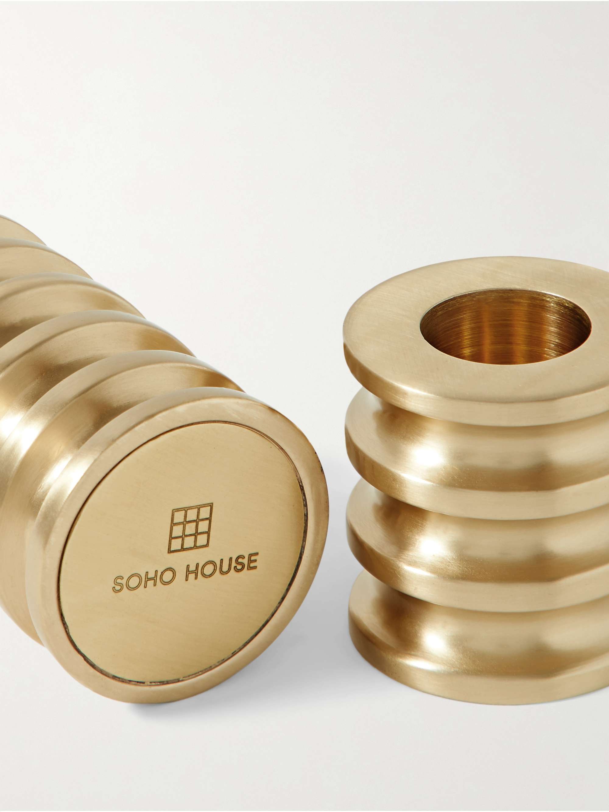 SOHO HOME Glendale Set of 2 Brushed-Brass Candle Holders