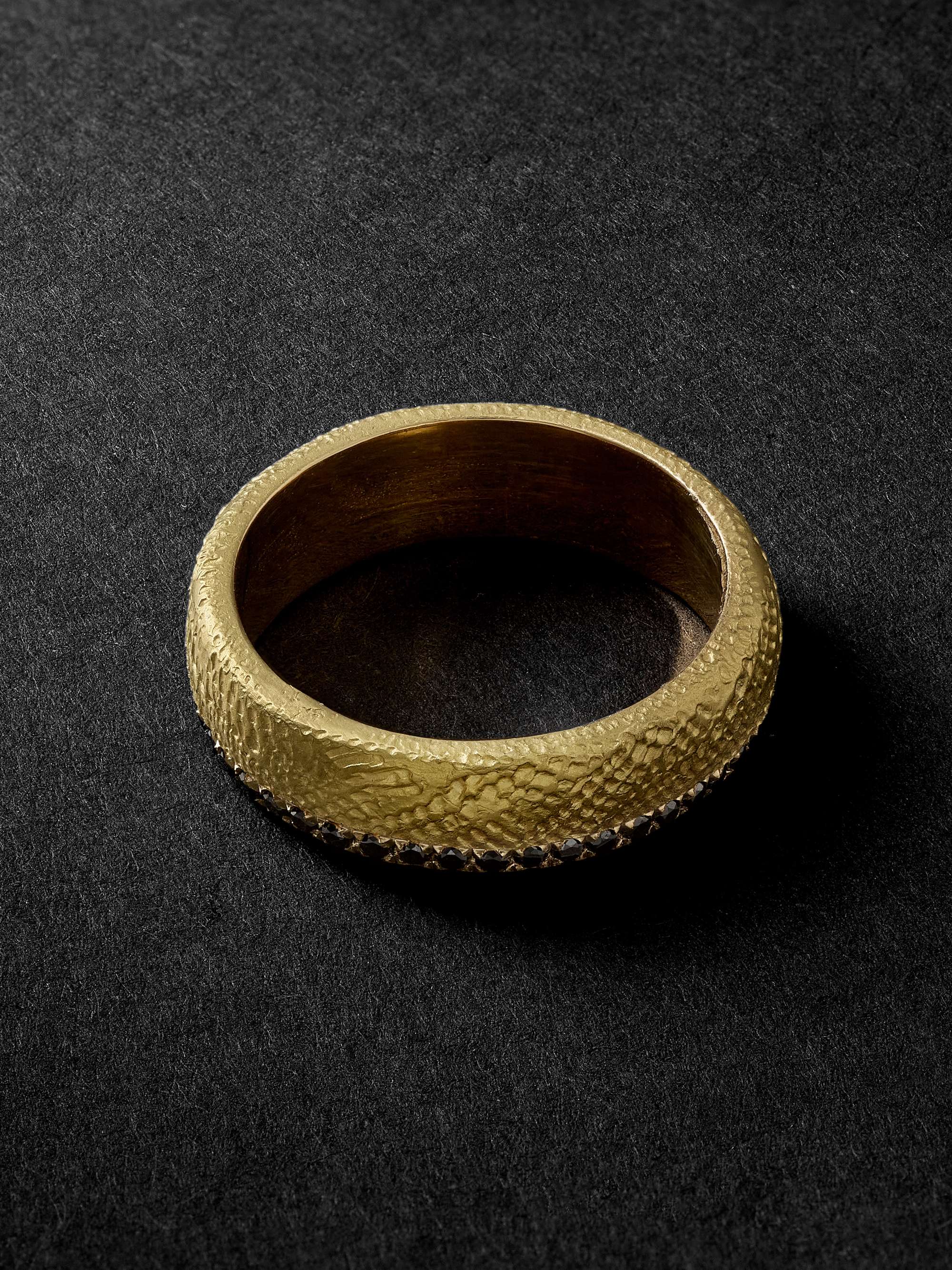 ELHANATI Mezuzah Hammered Gold Diamond Ring